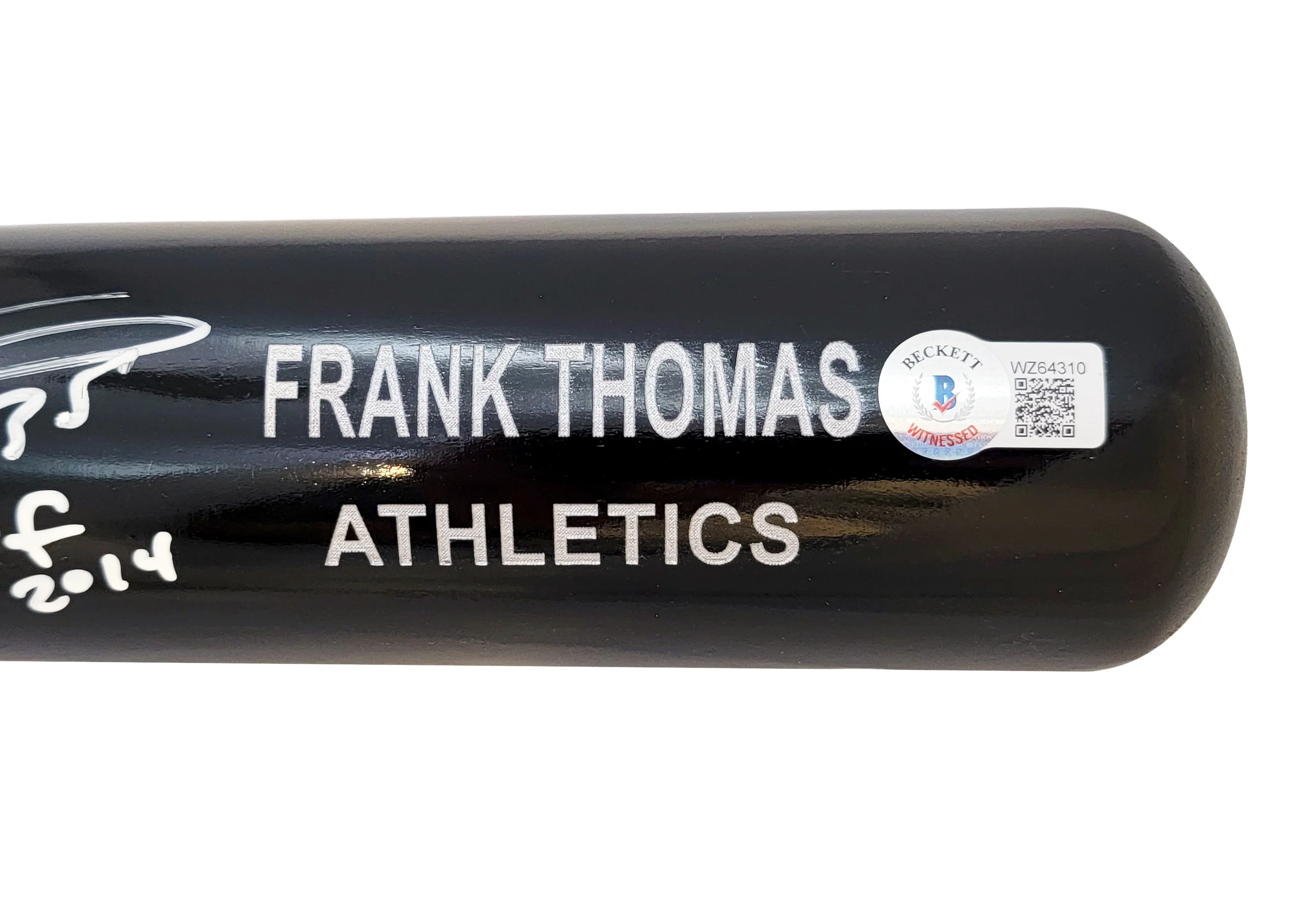 Frank Thomas Autographed Black Rawlings Game Model Bat Oakland A's Engraving "HOF 2014" Beckett BAS Witness Stock #208243 - Image 5