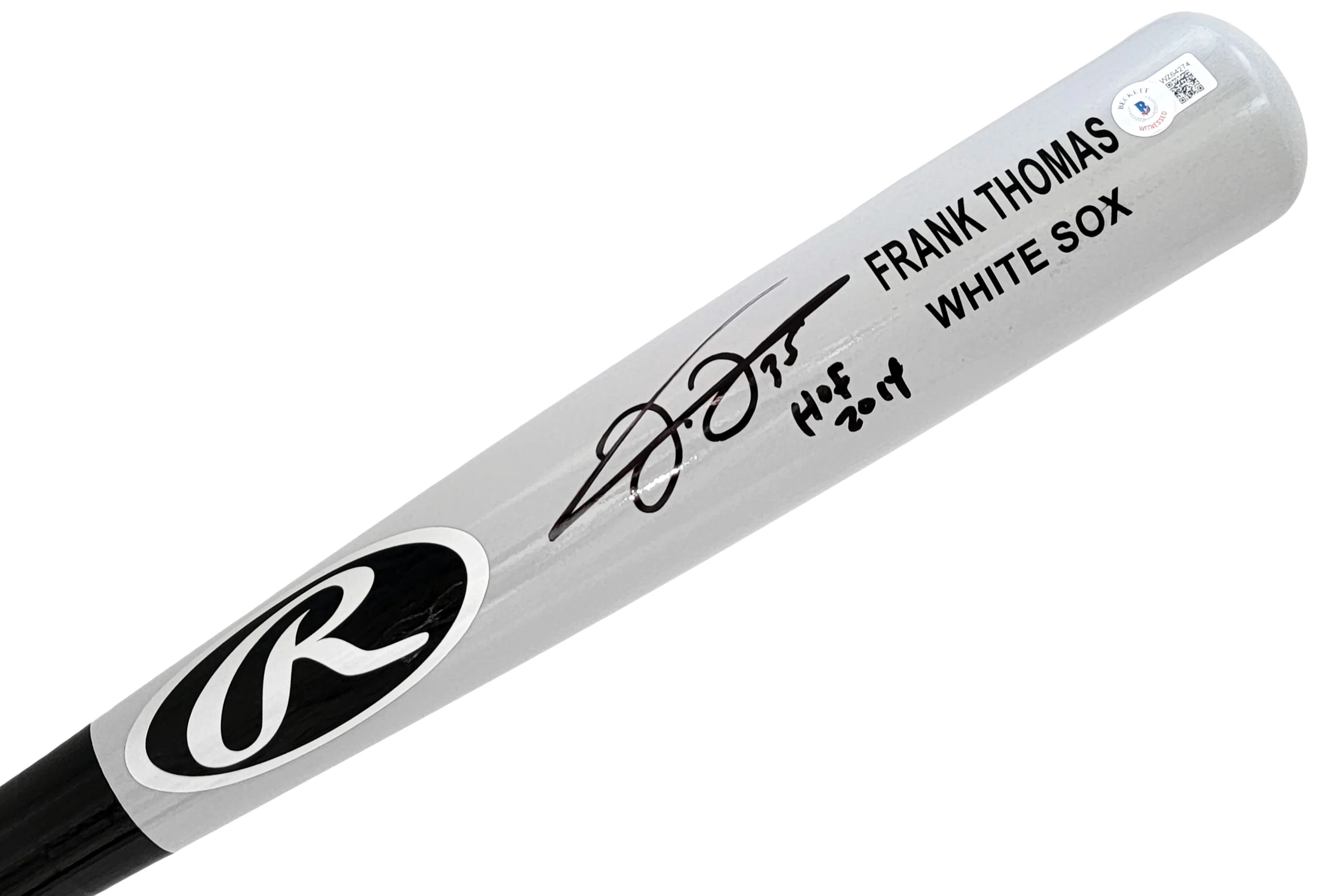 Frank Thomas Autographed Gray Rawlings Game Model Bat Chicago White Sox "HOF 2014" Beckett BAS Witness Stock #208242 - Image 3