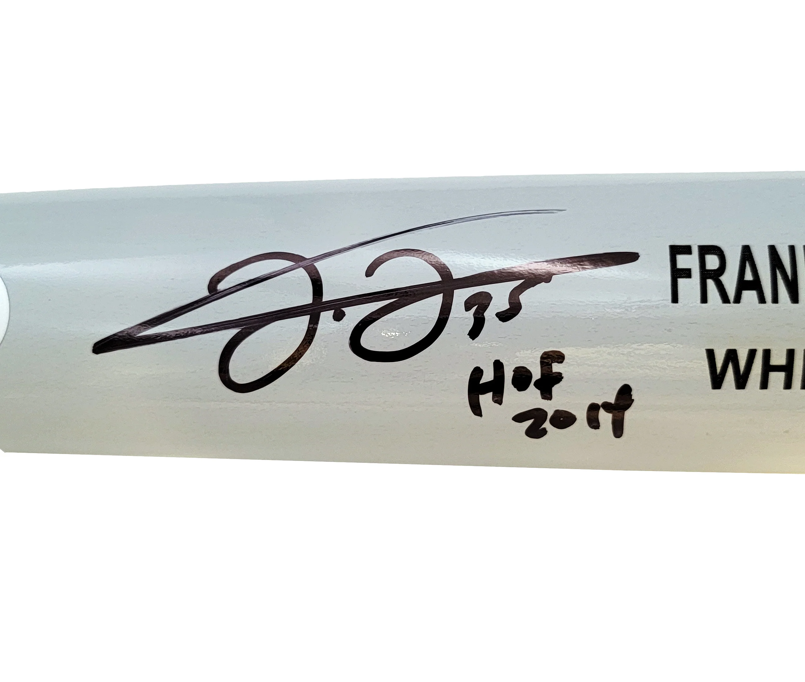 Frank Thomas Autographed Gray Rawlings Game Model Bat Chicago White Sox "HOF 2014" Beckett BAS Witness Stock #208242 - Image 4