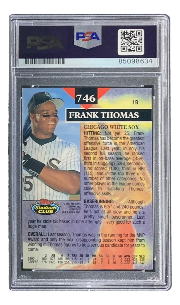 Frank Thomas Signed 1993 Topps #746 Chicago White Sox Trading Card PSA/DNA - Image 2