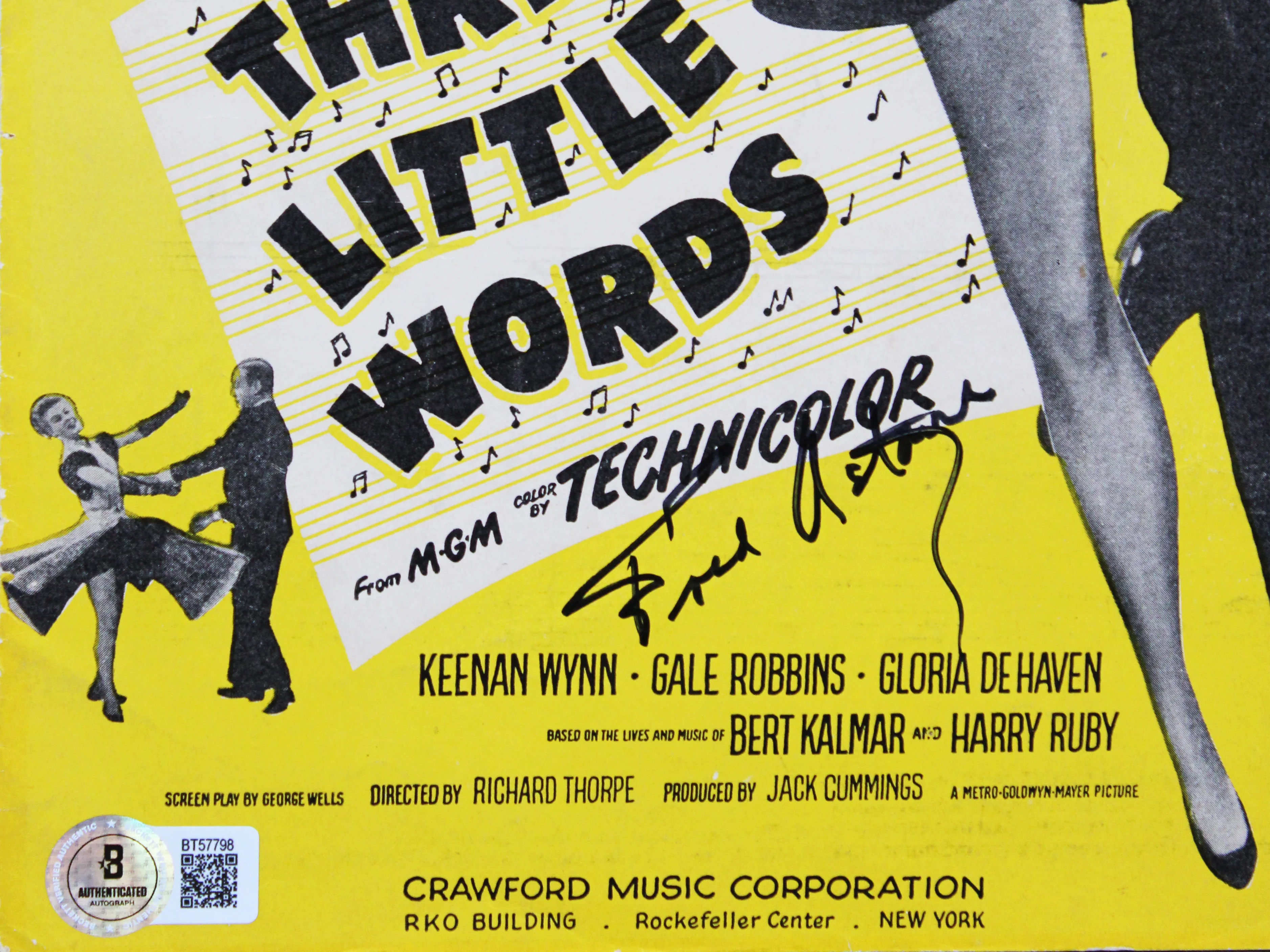 Fred Astaire Authentic Signed 9x12 Three Little Words Music Program BAS #BT57798 - Image 3