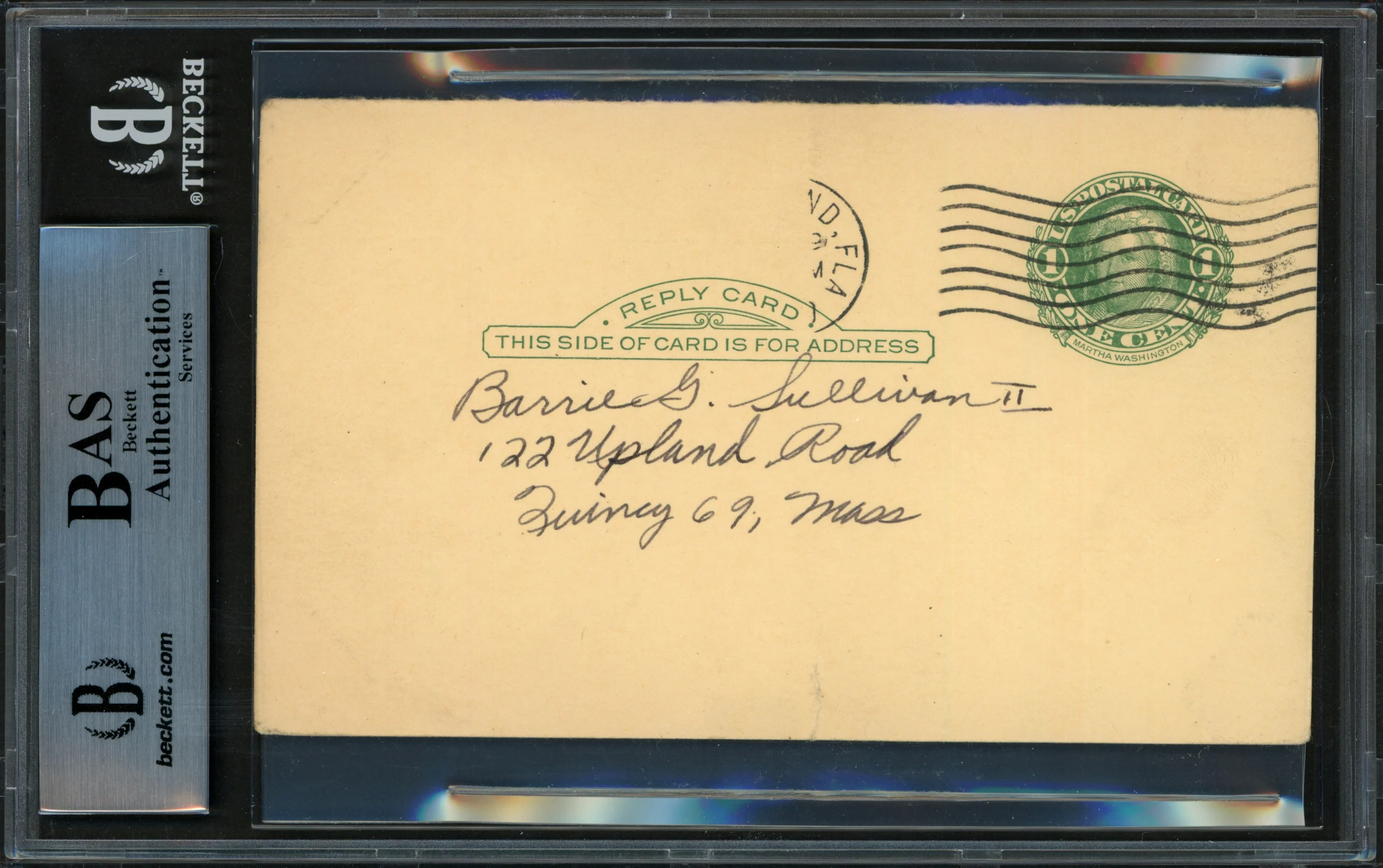 Fred Hutchinson Autographed 3.25"x5.25" Government Postcard Detroit Tigers "Best Wishes" Beckett BAS #14232621 - Image 2