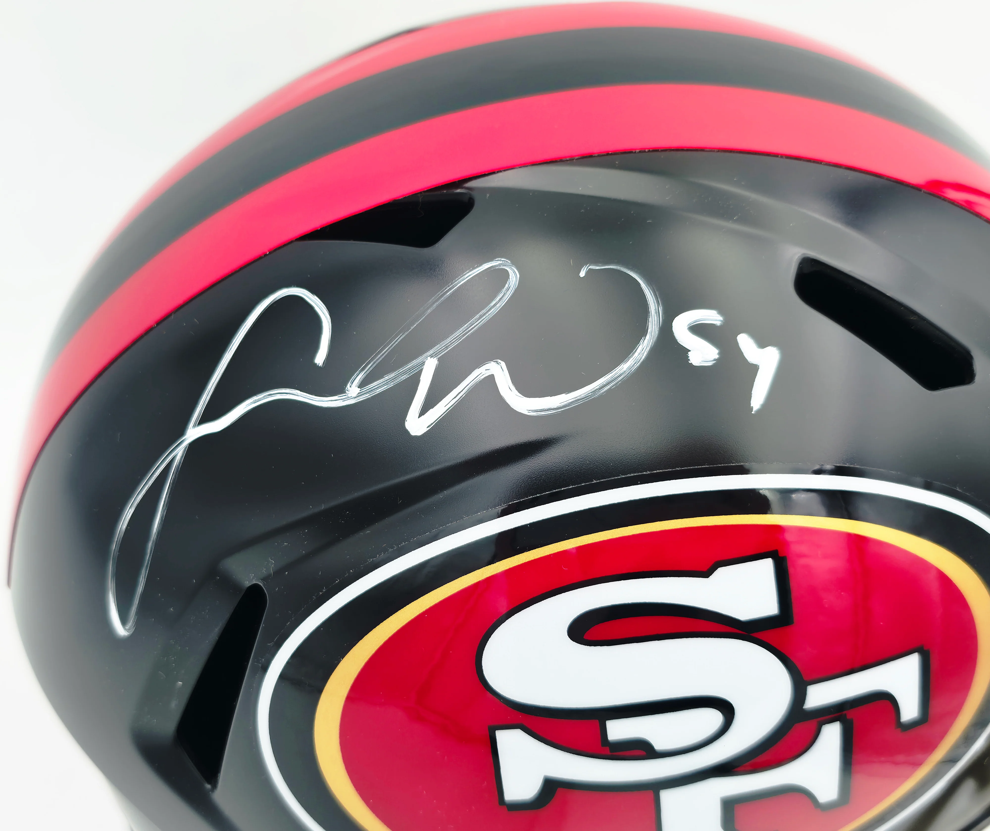 Fred Warner Autographed San Francisco 49ers Black Rivalries Full Size Speed Replica Helmet Beckett BAS QR Stock #262507 - Image 2