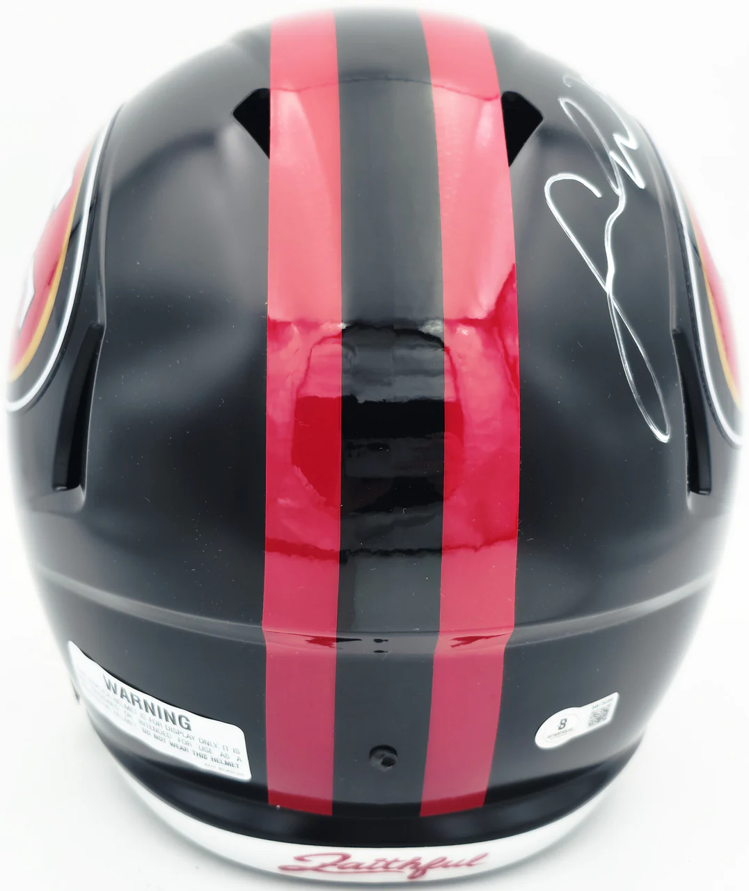 Fred Warner Autographed San Francisco 49ers Black Rivalries Full Size Speed Replica Helmet Beckett BAS QR Stock #262507 - Image 5