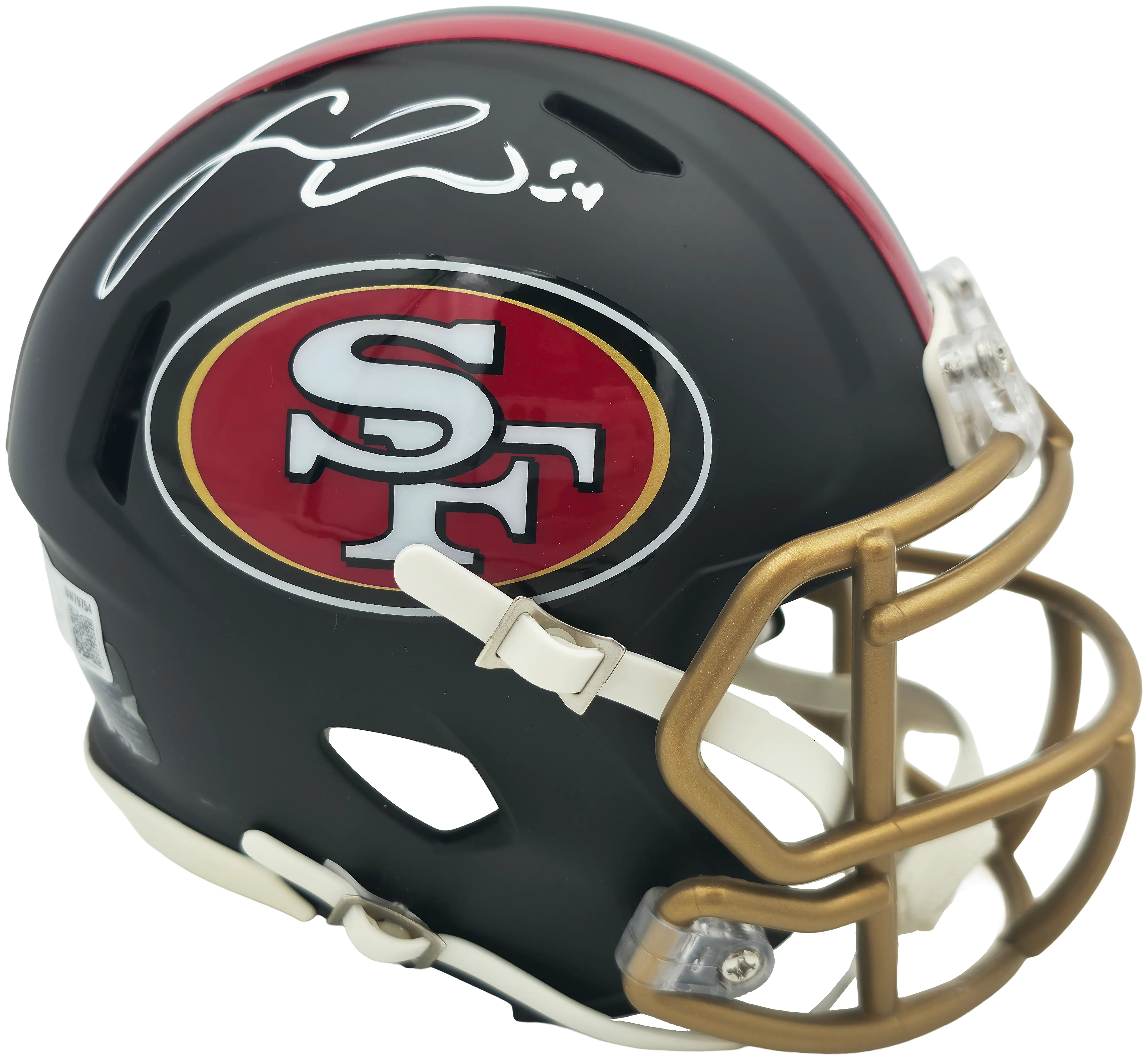 Fred Warner Autographed San Francisco 49ers Black Rivalries Speed Mini Helmet Beckett BAS QR Stock #262508
