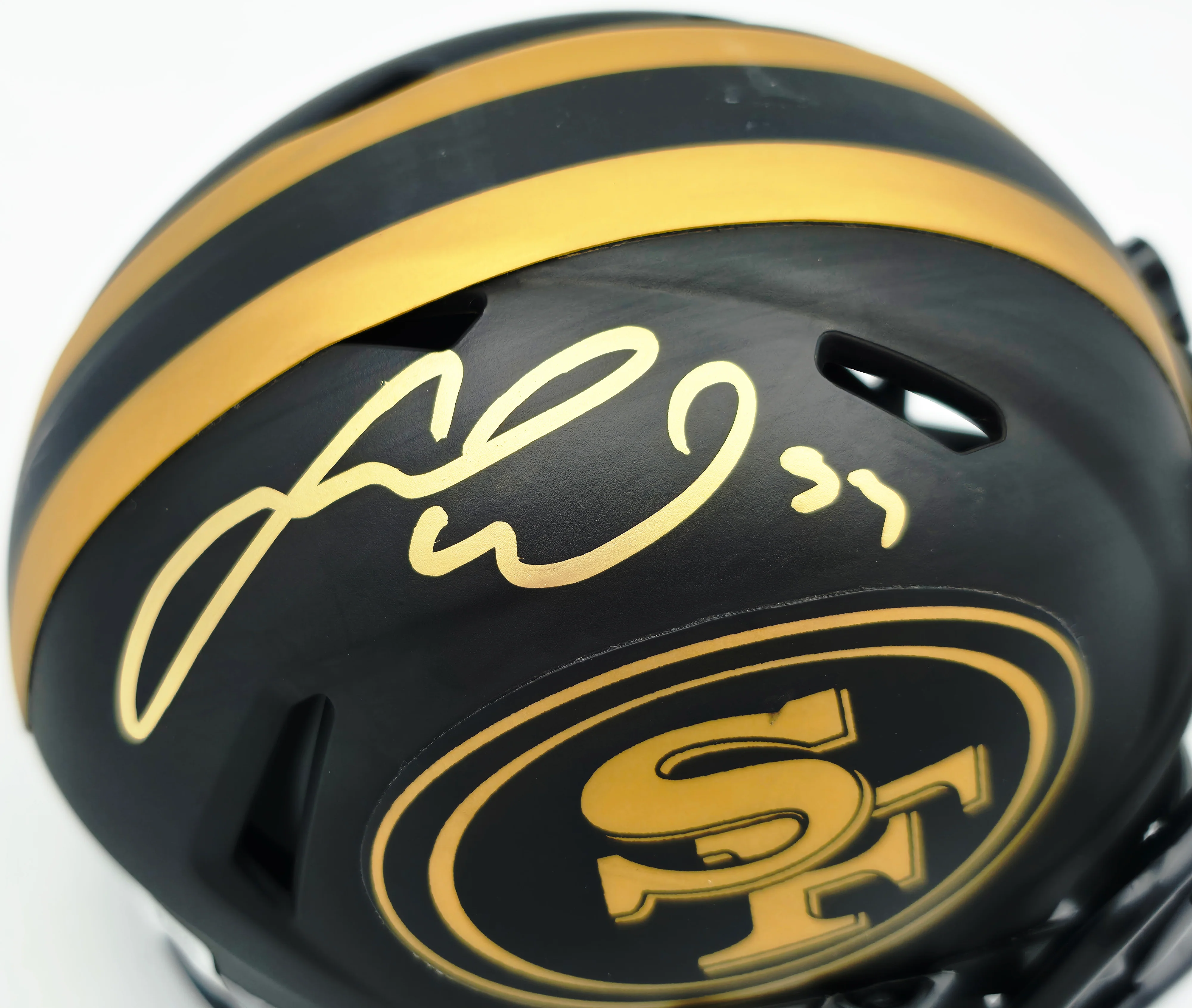 Fred Warner Autographed San Francisco 49ers Eclipse Black Speed Mini Helmet Beckett BAS Witness Stock #261835 - Image 2