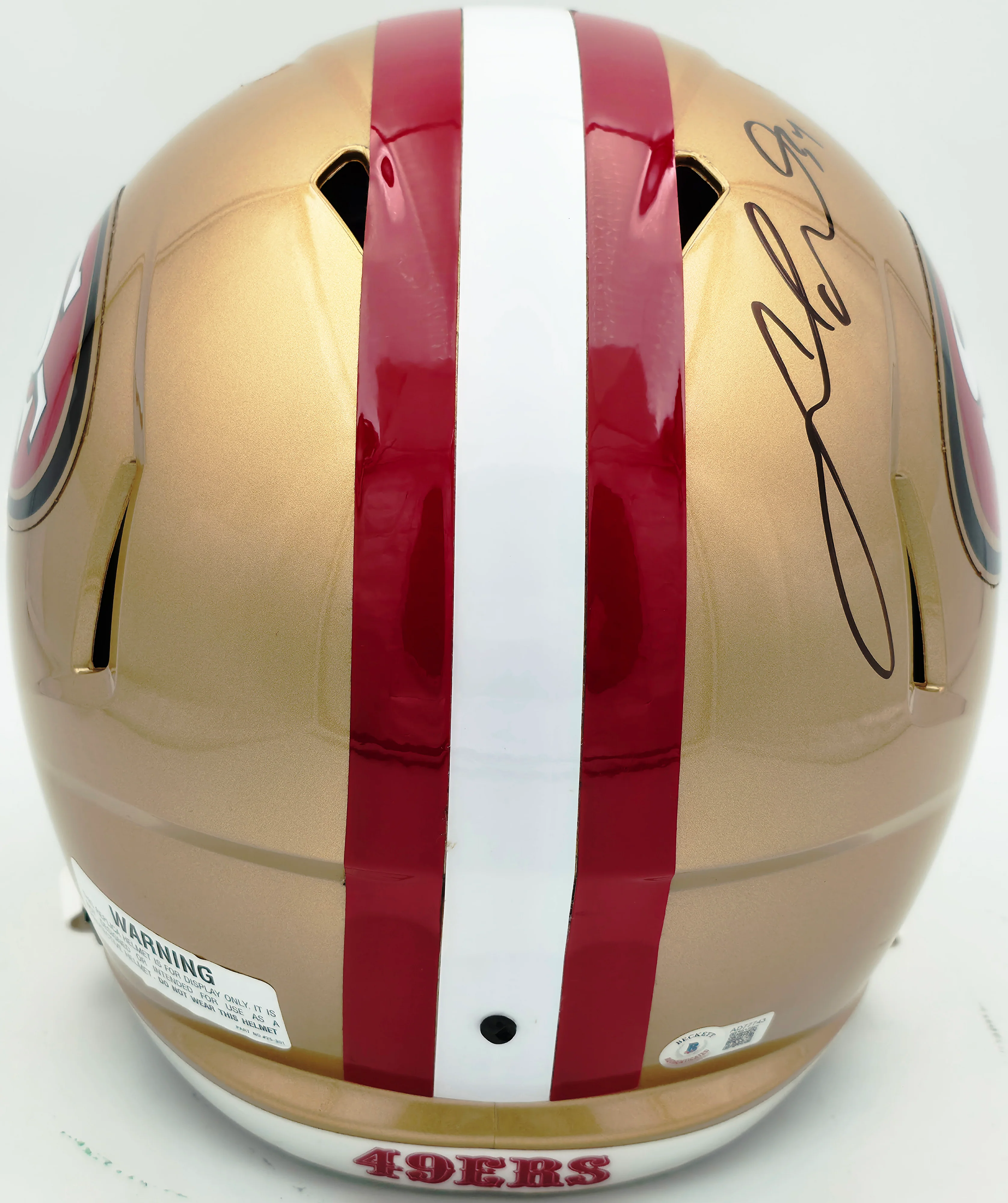 Fred Warner Autographed San Francisco 49ers Gold Full Size Speed Replica Helmet Beckett BAS QR #AD77743 - Image 4