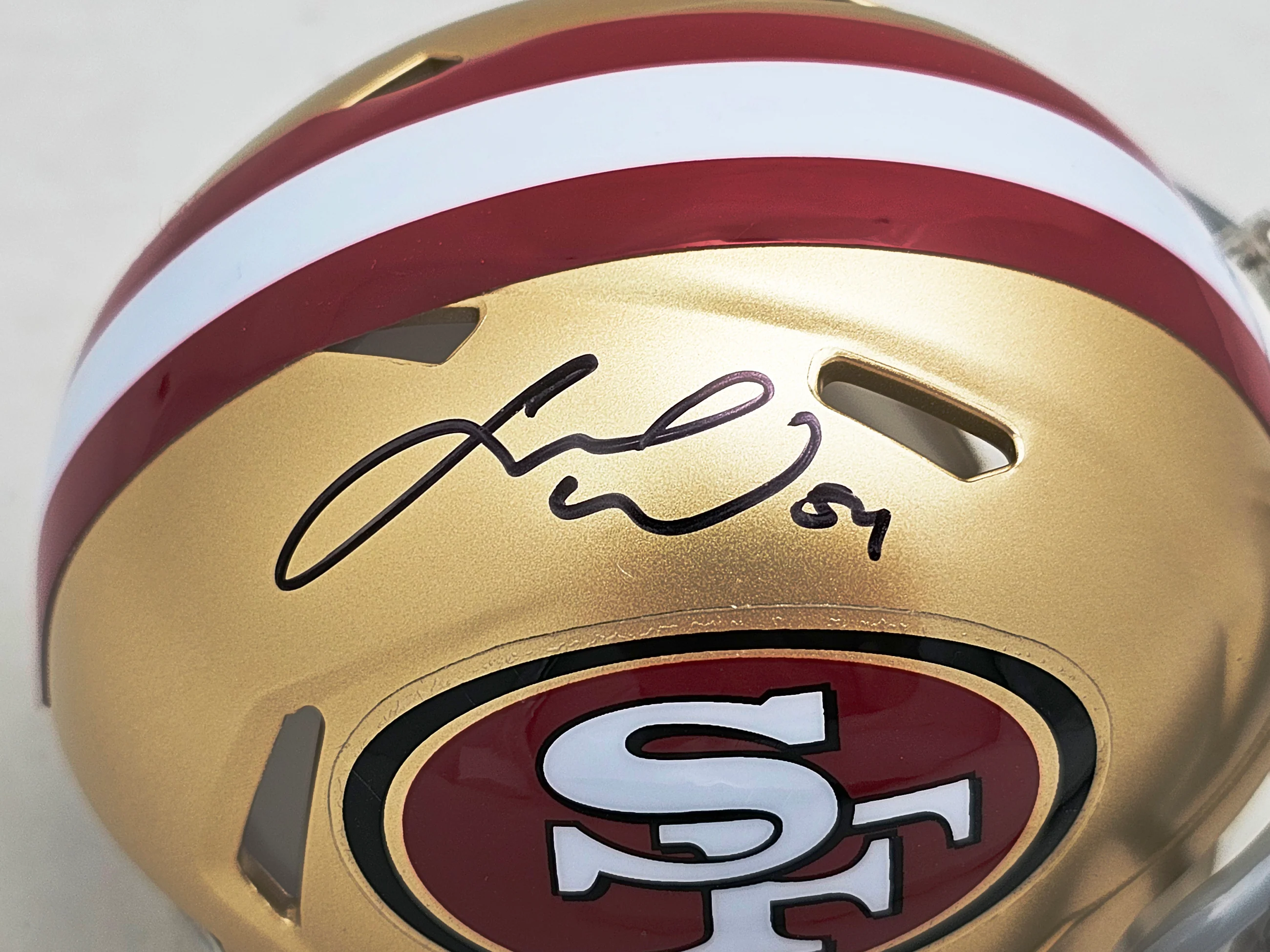 Fred Warner Autographed San Francisco 49ers Gold Speed Mini Helmet Beckett BAS Witness Stock #216804 - Image 2