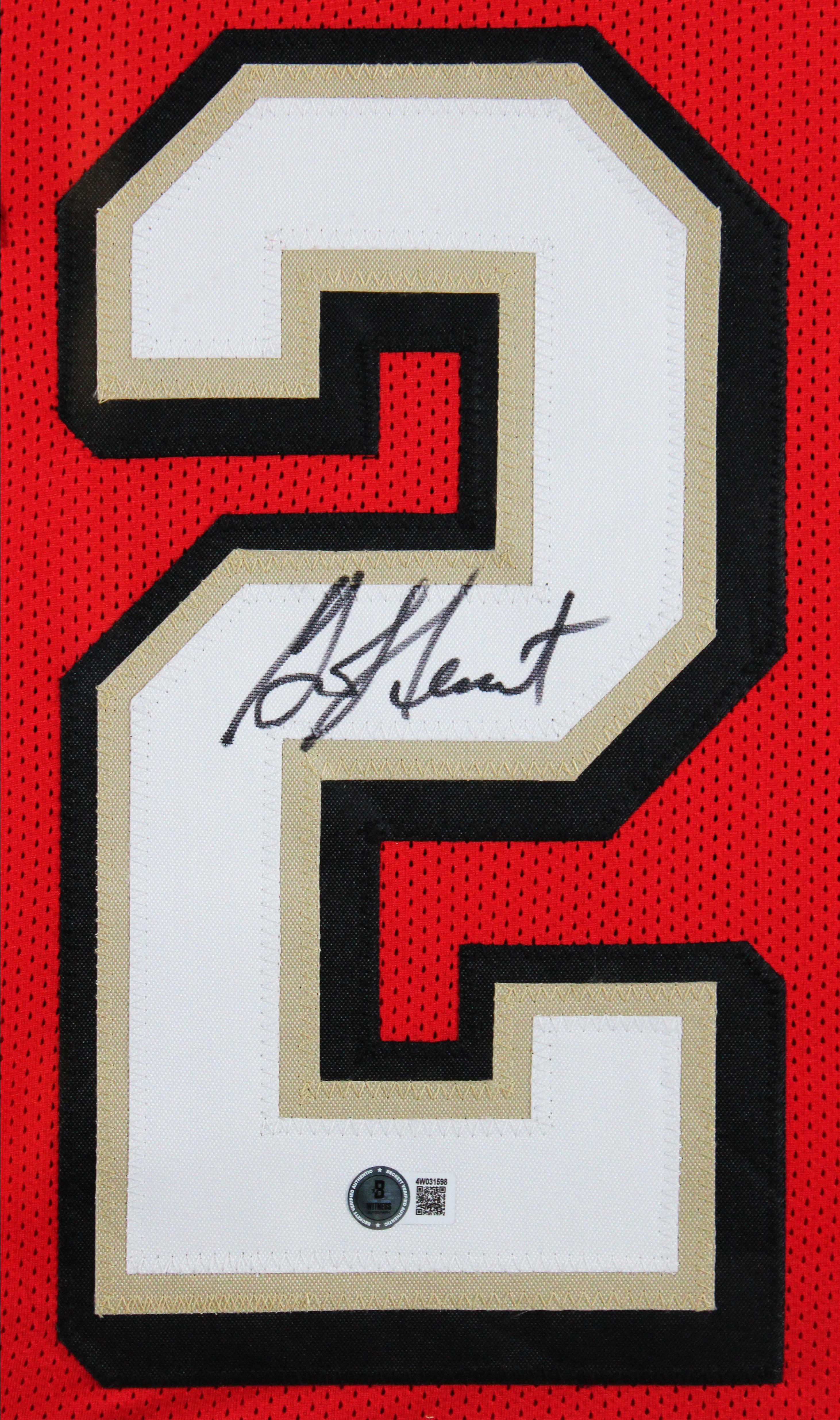Garrison Hearst Signed Red Pro Style Jersey w/ Dropshadow BAS Witnessed - Image 3