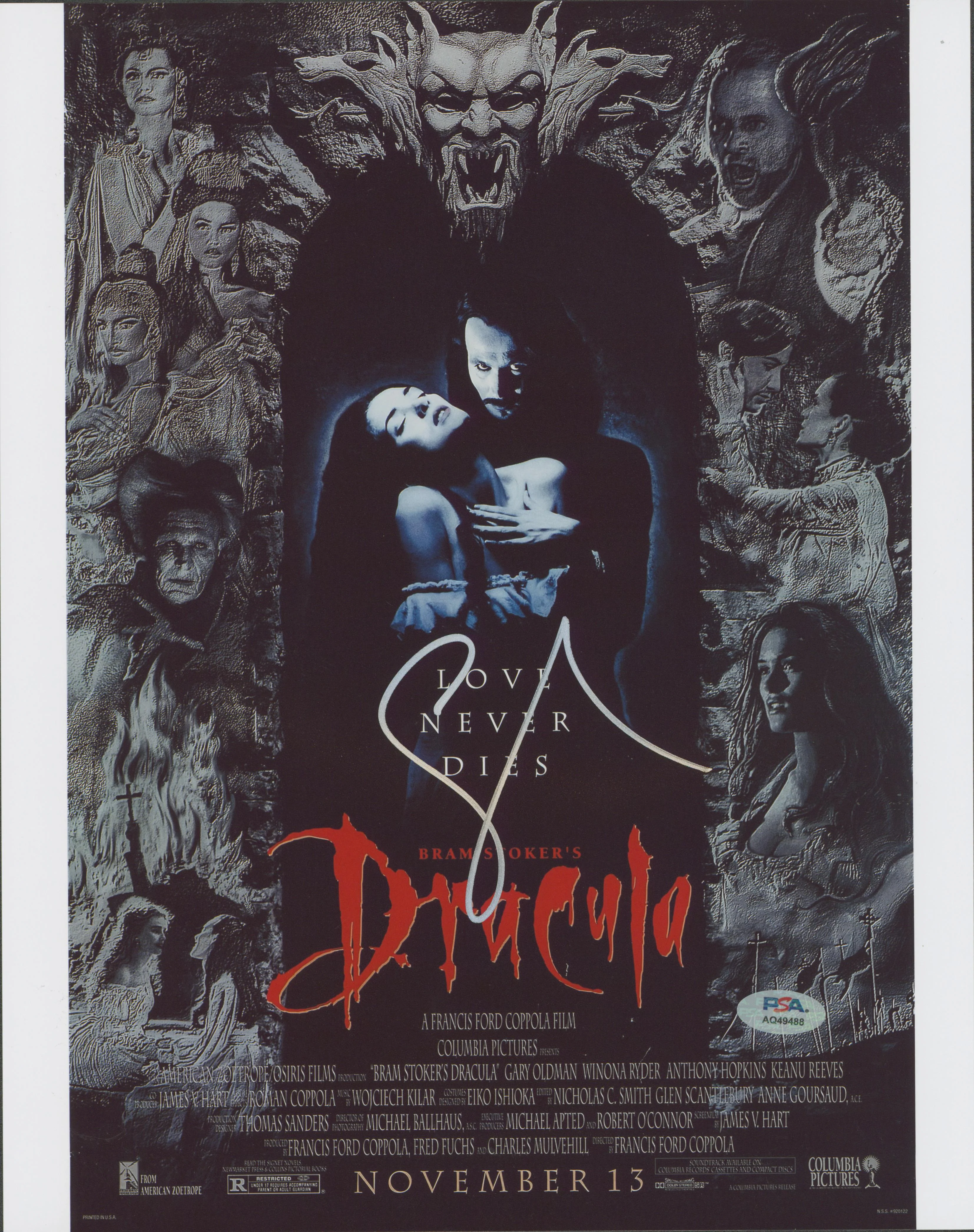 Gary Oldman Bram Stoker's Dracula Authentic Signed 11x14 Photo PSA/DNA #AQ49488 - Image 2
