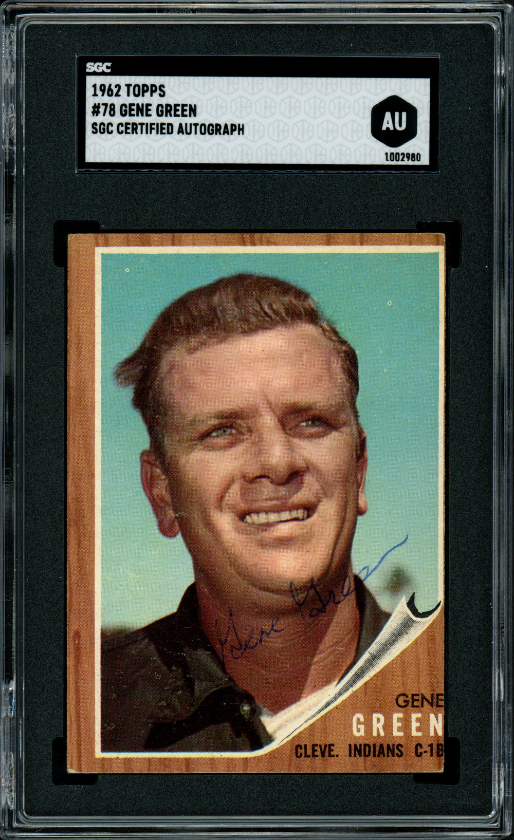 Gene Green Autographed 1962 Topps Card #78 Cleveland Indians SGC #AU1002980