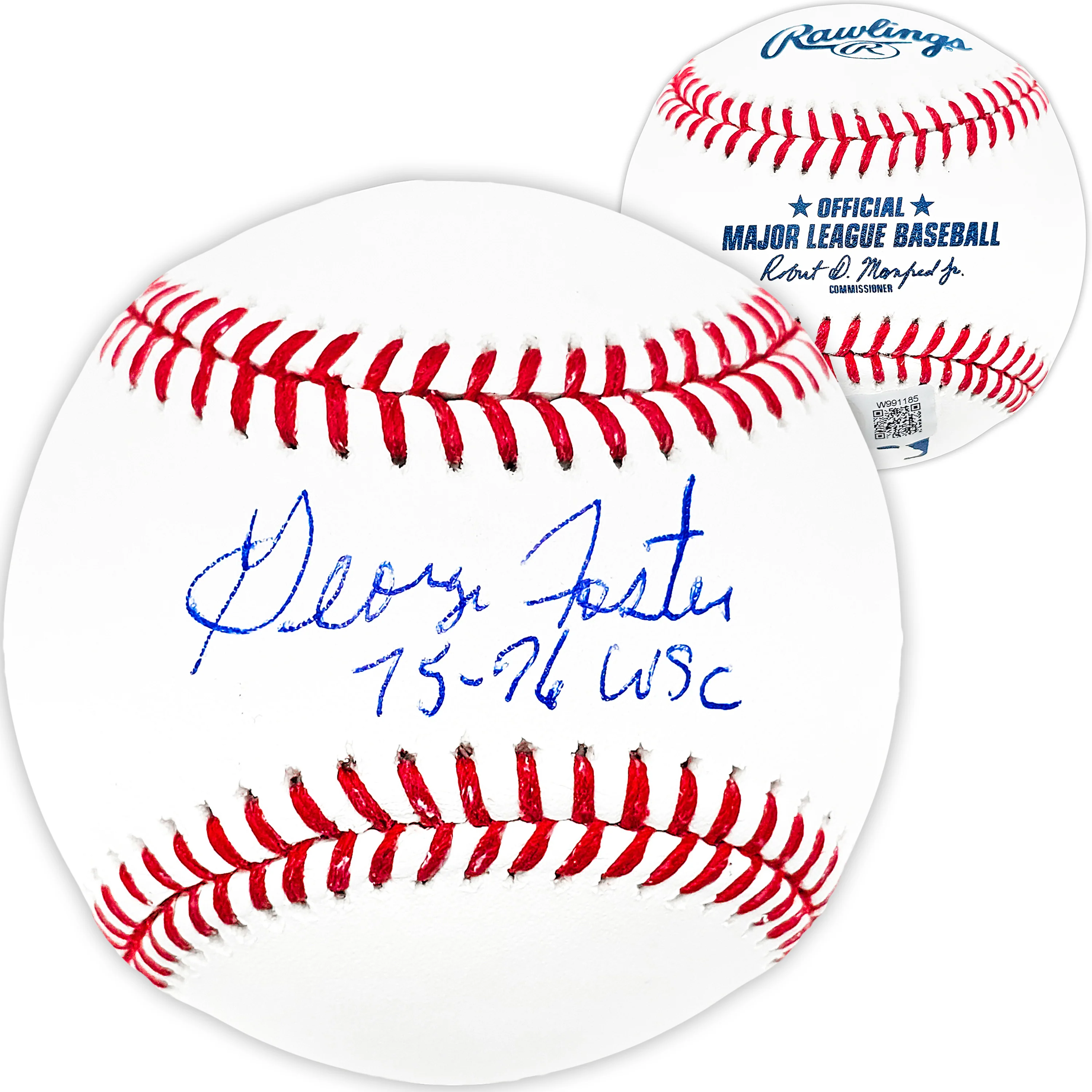 George Foster Autographed Official MLB Baseball Cincinnati Reds "75-76 WSC" Beckett BAS Witness Stock #220716