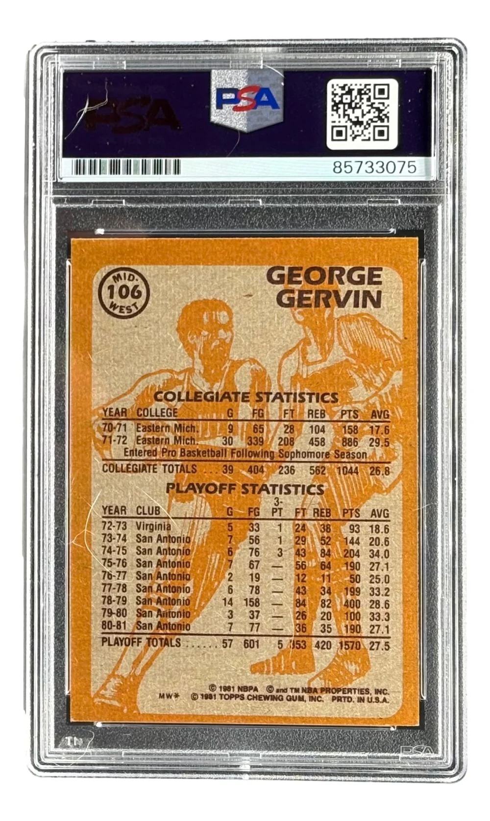 George Gervin Signed In Silver 1981 Topps #106 Spurs Trading Card PSA/DNA - Image 2