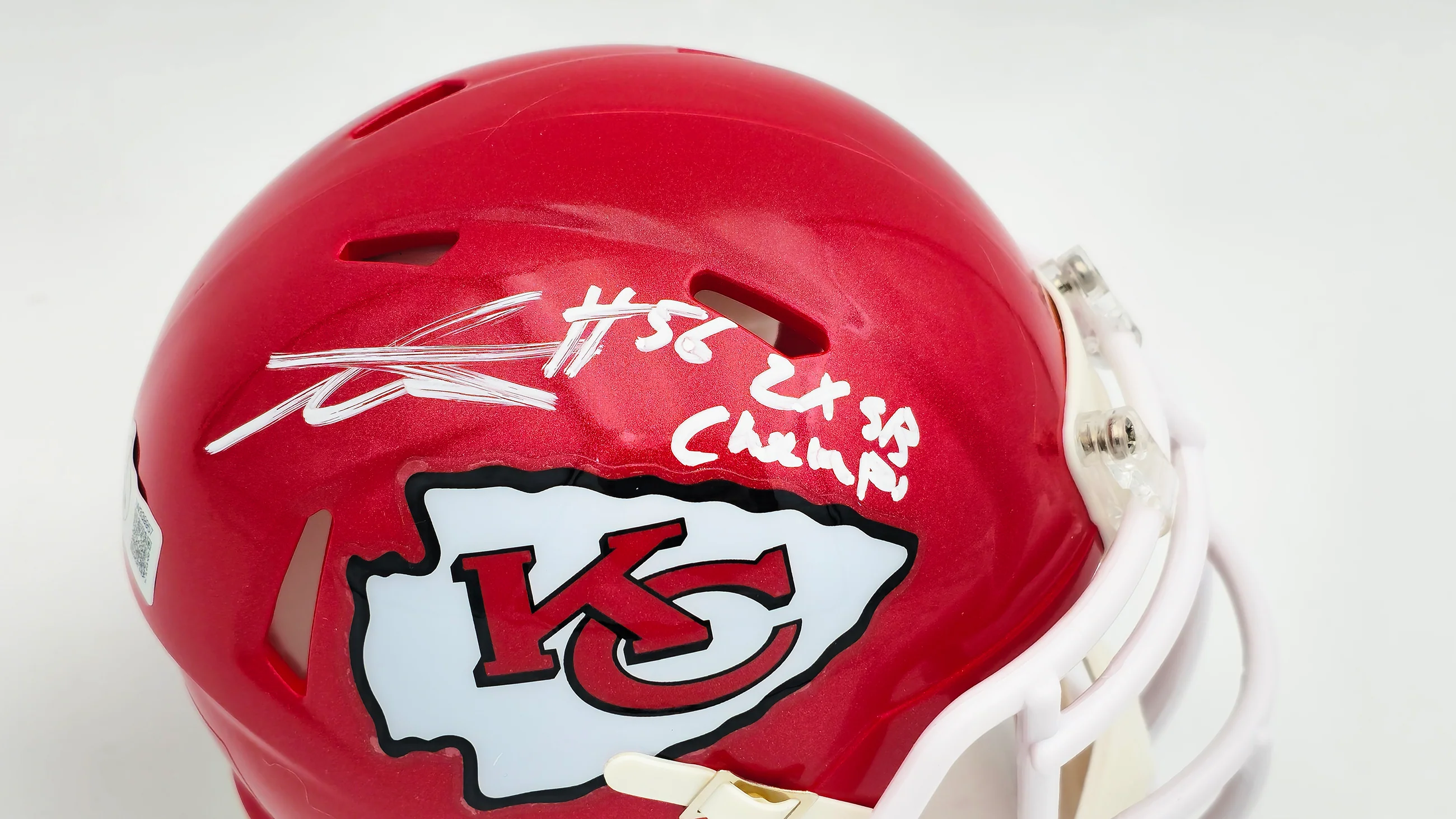 George Karlaftis Autographed Kansas City Chiefs Red Speed Mini Helmet "2x SB Champs" Beckett BAS Witness Stock #224840 - Image 2