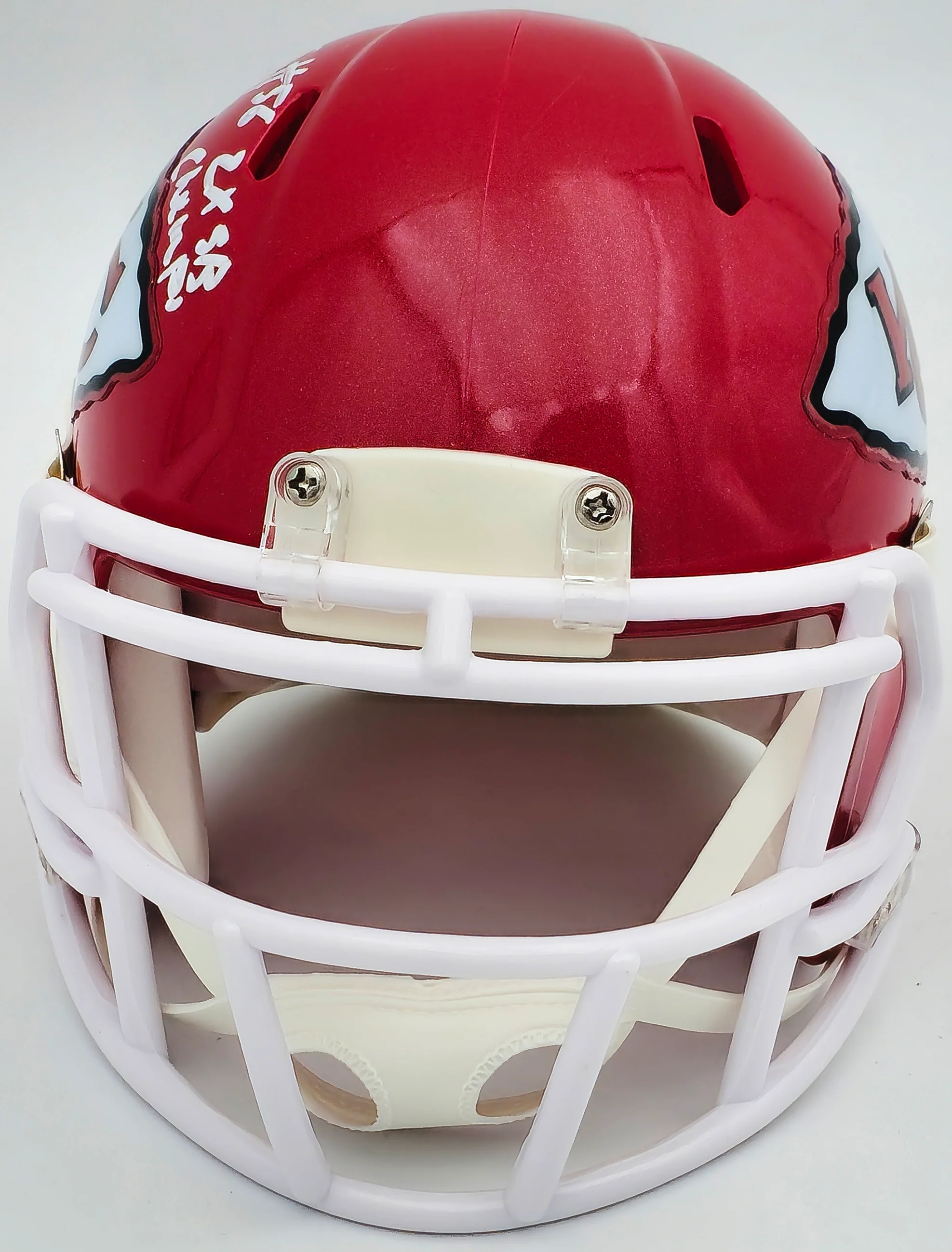 George Karlaftis Autographed Kansas City Chiefs Red Speed Mini Helmet "2x SB Champs" Beckett BAS Witness Stock #224840 - Image 3