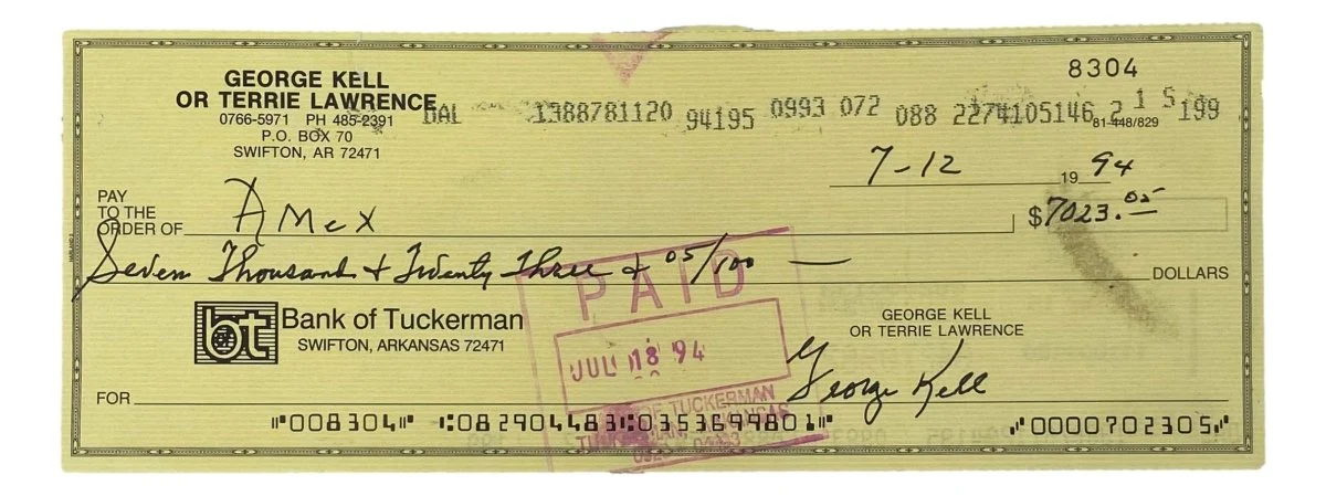 George Kell Detroit Tigers Signed Bank Check #8304 BAS
