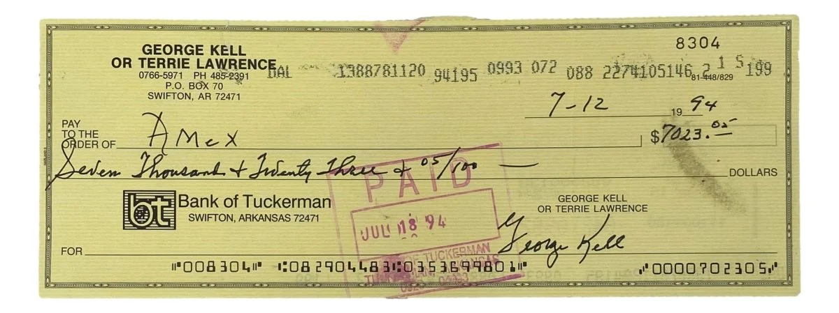 George Kell Detroit Tigers Signed Bank Check #8304 BAS - Image 5