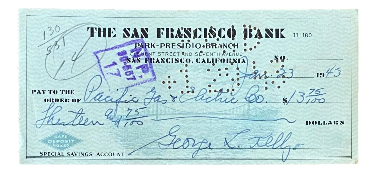 George Kelly New York Giants Signed January 23 1943 Bank Check BAS - Image 4