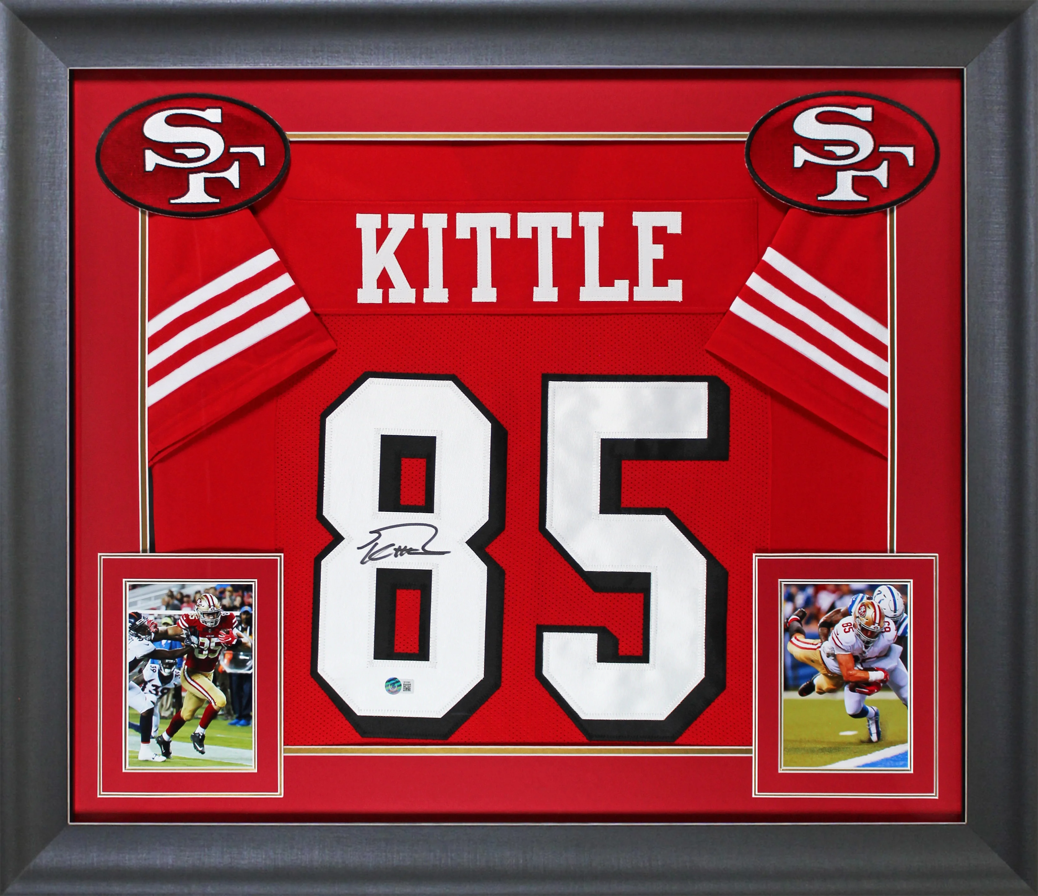 George Kittle Authentic Signed Red Pro Style Framed Jersey w/ Dropshadow BAS Wit - Image 2