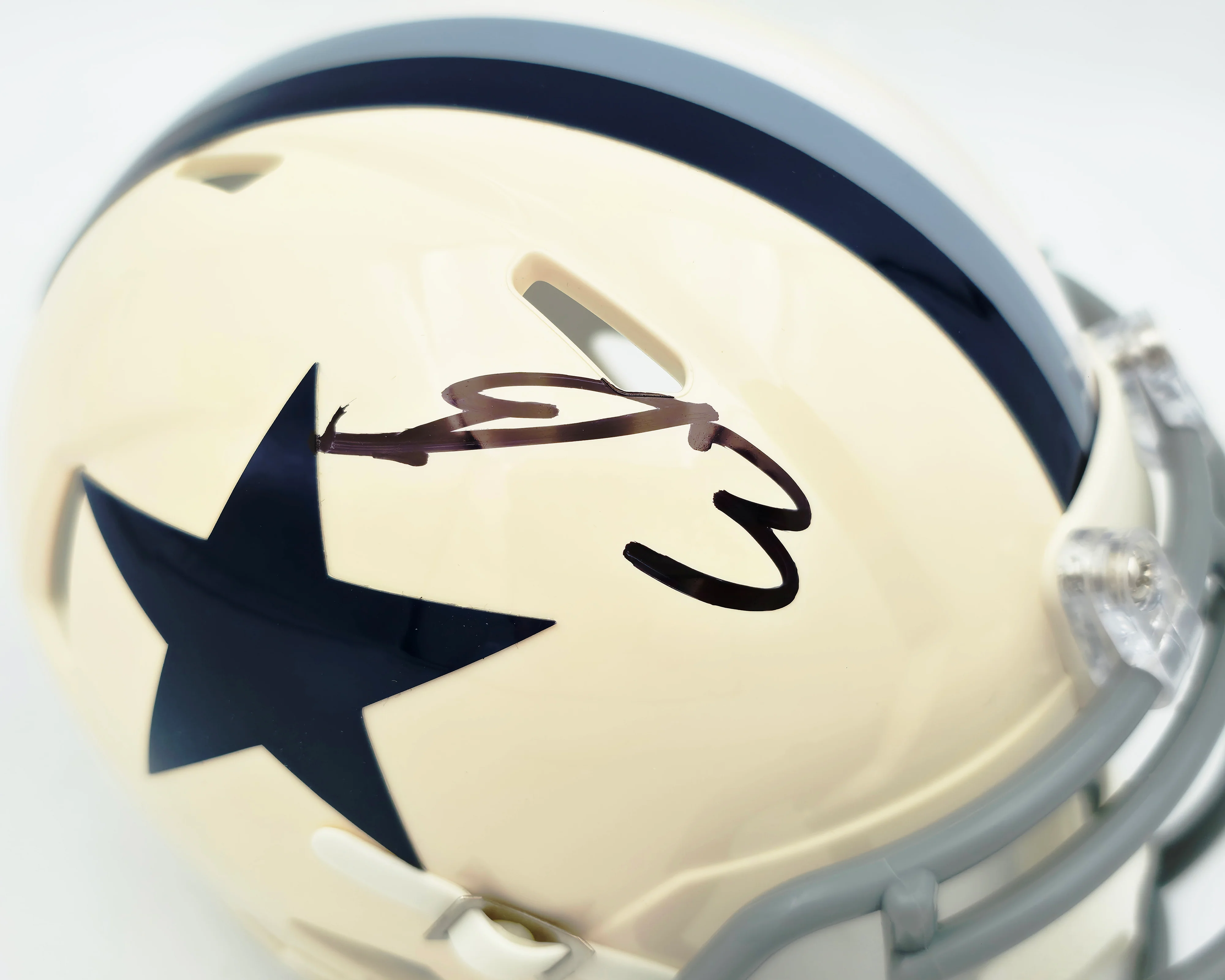 George Pickens Autographed Dallas Cowboys Cream Retro Speed Mini Helmet JSA Witness Stock #262392 - Image 2