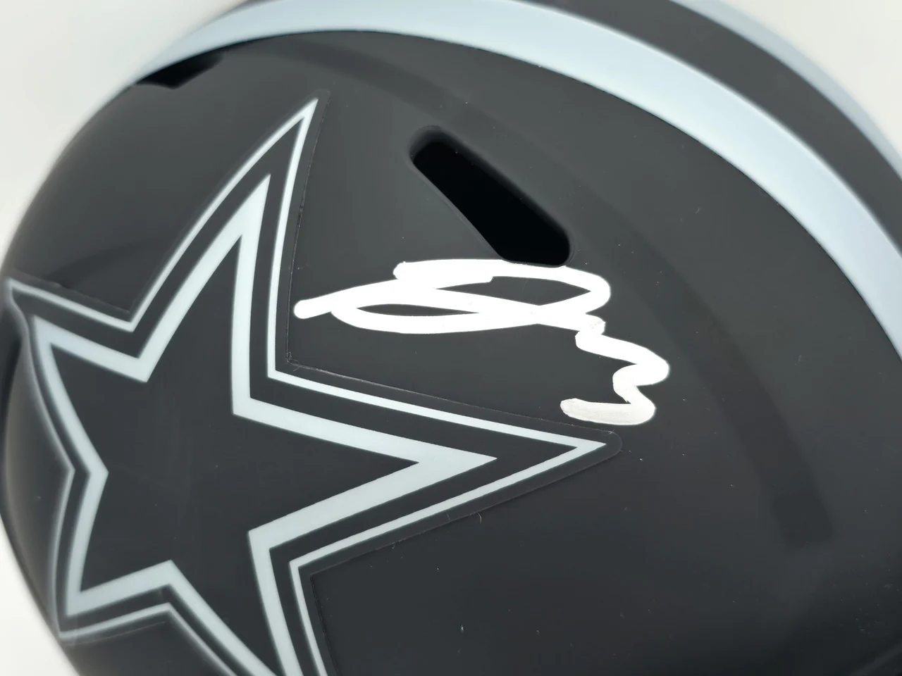 George Pickens Autographed Dallas Cowboys Eclipse Black Full Size Speed Replica Helmet JSA Witness Stock #262390 - Image 2