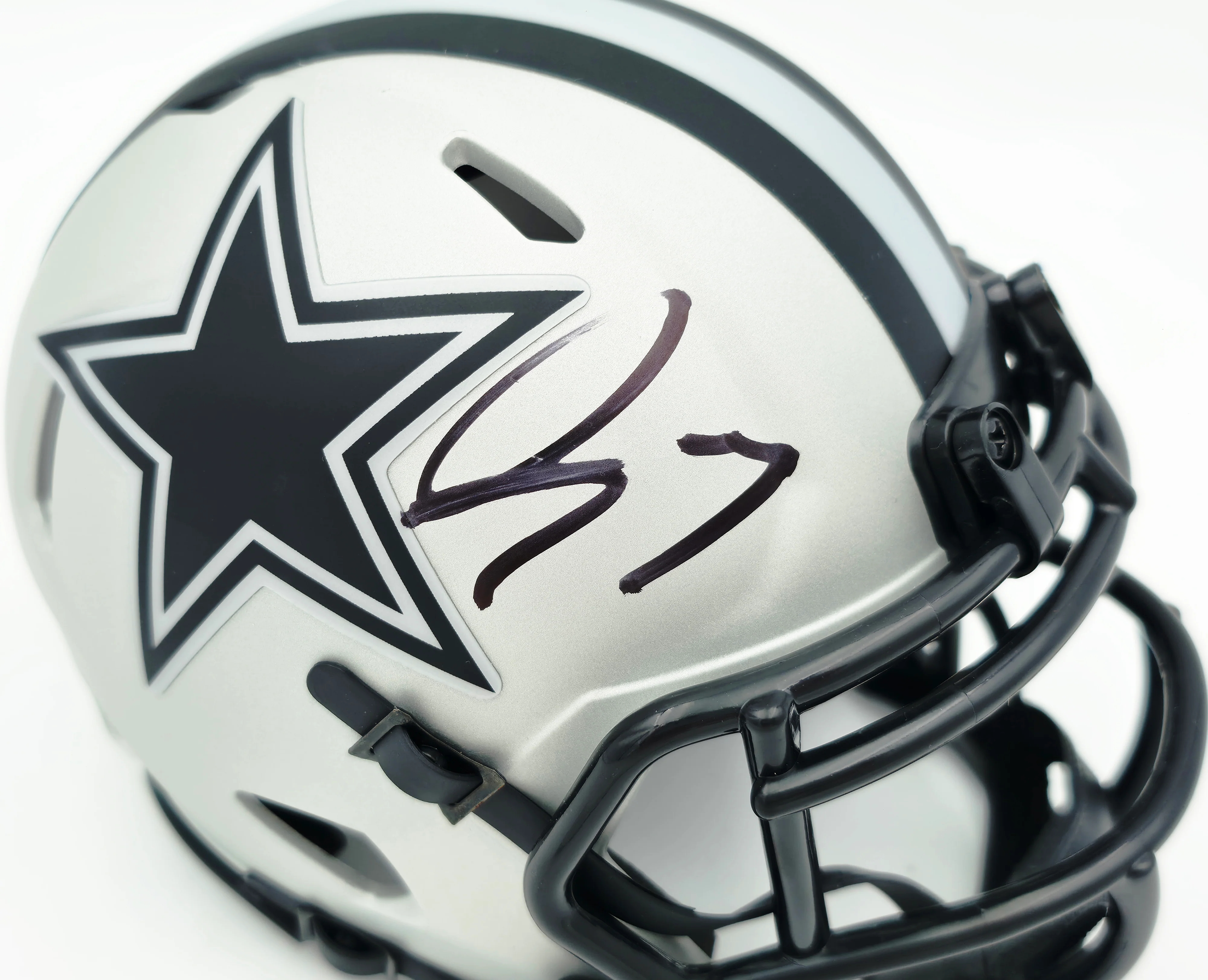 George Pickens Autographed Dallas Cowboys Silver Rave Speed Mini Helmet JSA Witness Stock #262393 - Image 2