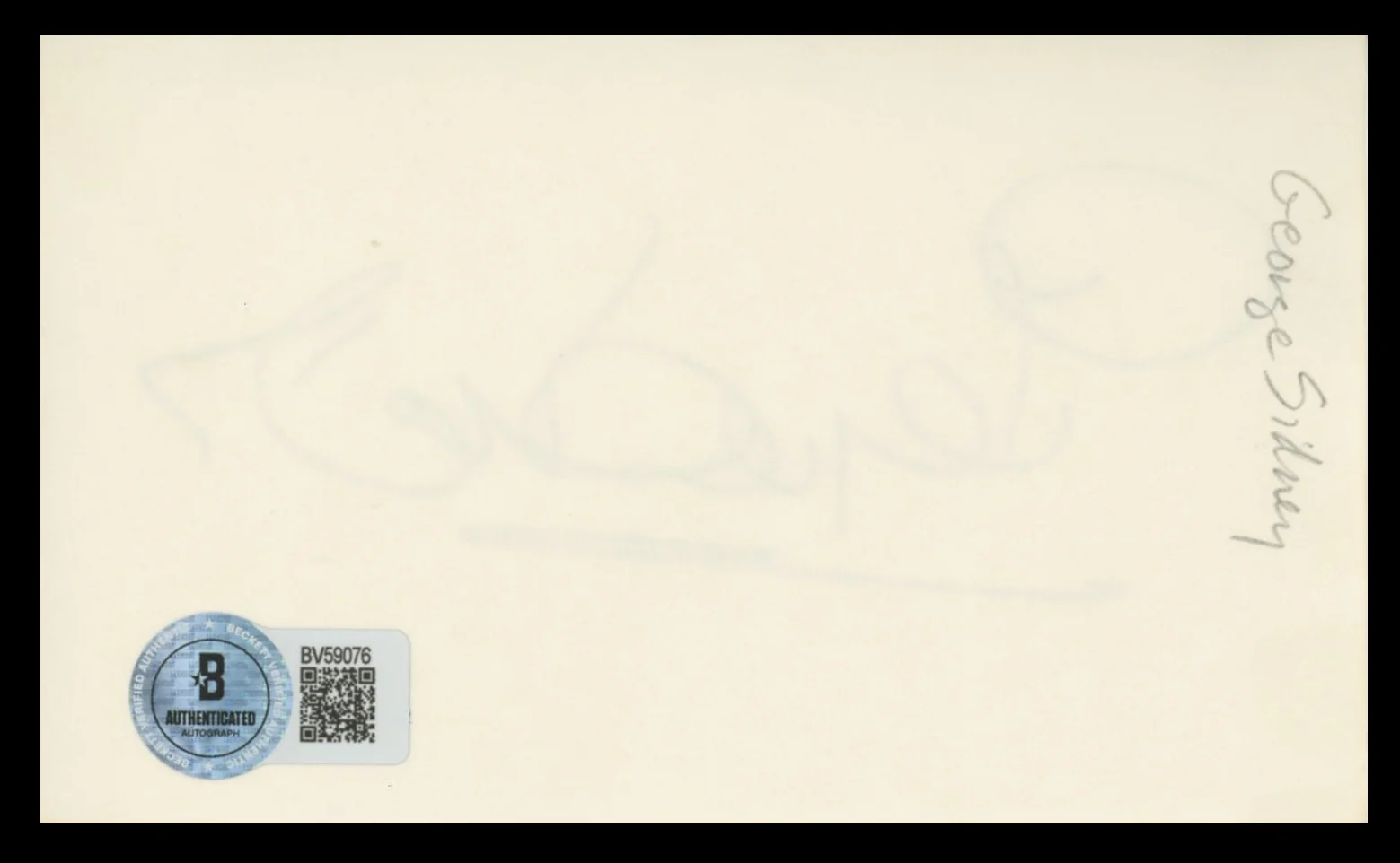 George Sidney The Three Musketeers Authentic Signed 3x5 Index Card BAS #BV59076 - Image 3