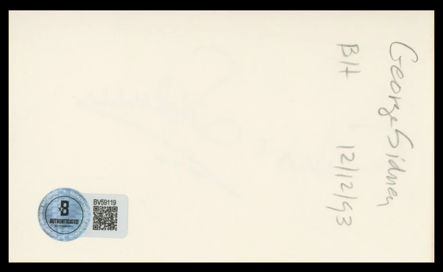 George Sidney The Three Musketeers Authentic Signed 3x5 Index Card BAS #BV59119 - Image 3