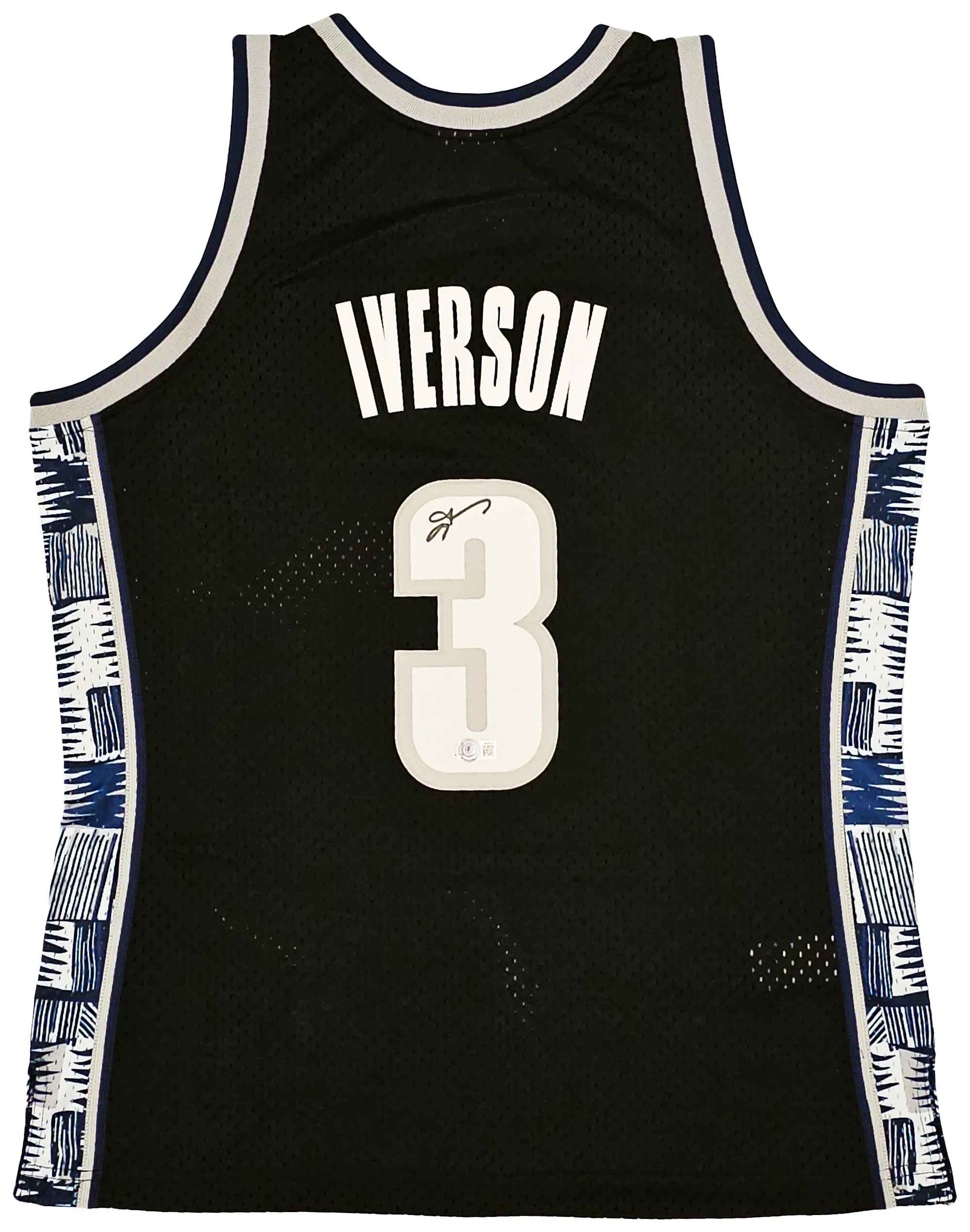 Georgetown Hoyas Allen Iverson Autographed Black Authentic Mitchell & Ness 1995-96 College Vault Jersey Size L Beckett BAS Witness Stock #220426 - Image 2