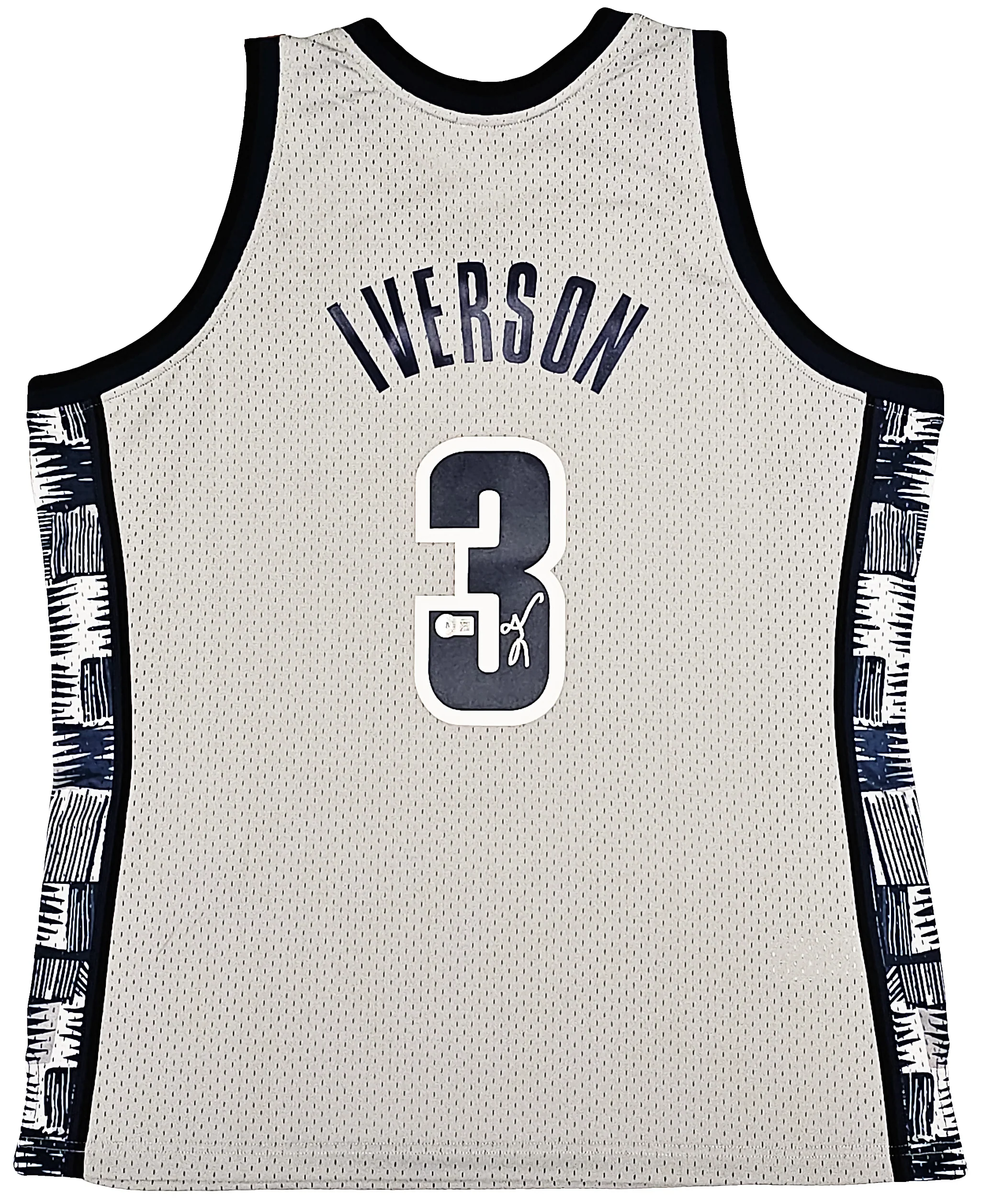 Georgetown Hoyas Allen Iverson Autographed Grey Authentic Mitchell & Ness 1995-96 College Vault Jersey Size XL Beckett BAS Witness Stock #220417 - Image 2