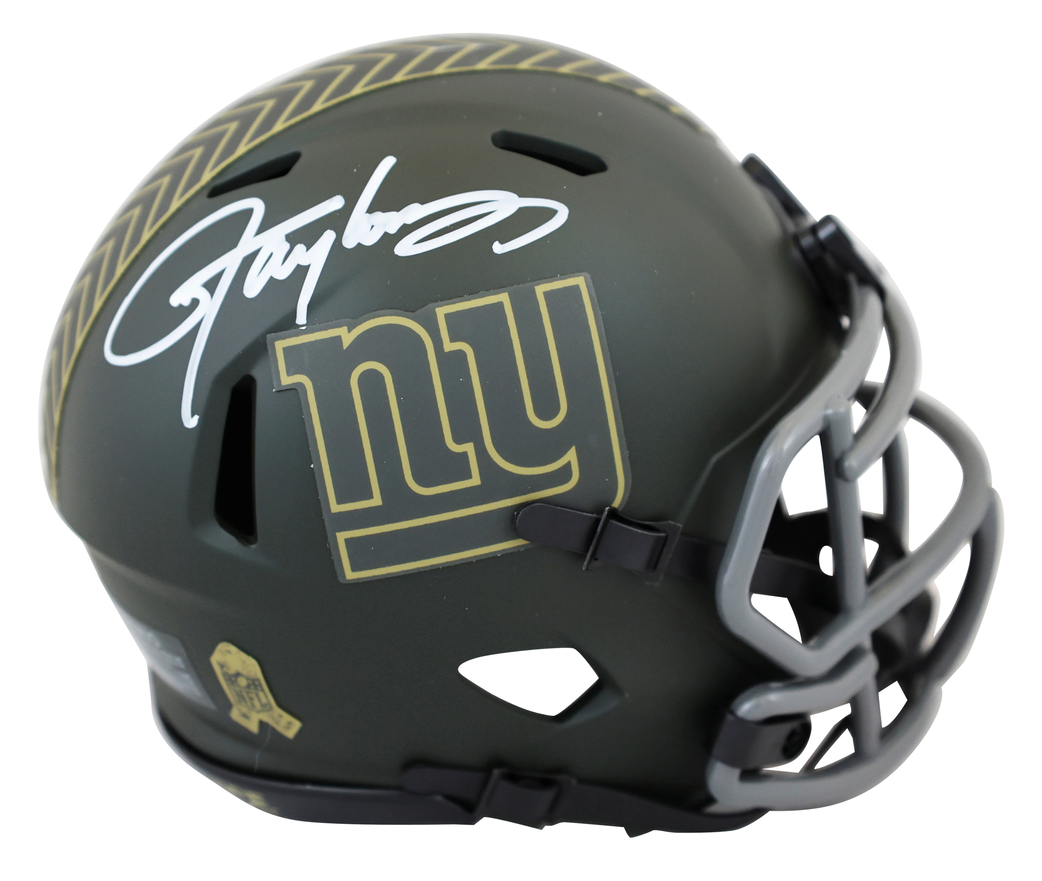Giants Lawrence Taylor Signed Salute to Service IV Speed Mini Helmet BAS Witness - Image 2