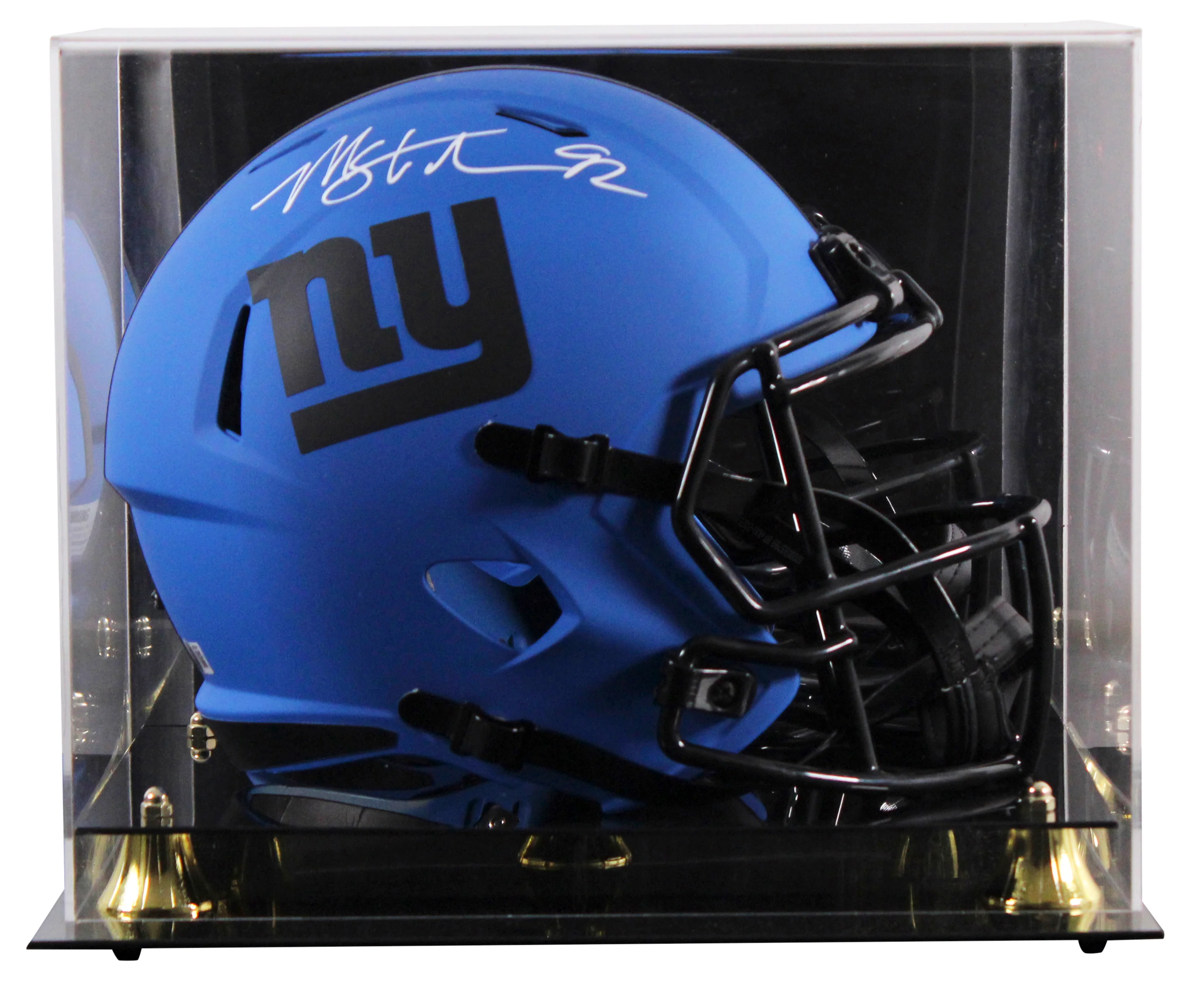 Giants Michael Strahan Signed Rave Full Size Speed Rep Helmet W/ Case BAS Wit - Image 2