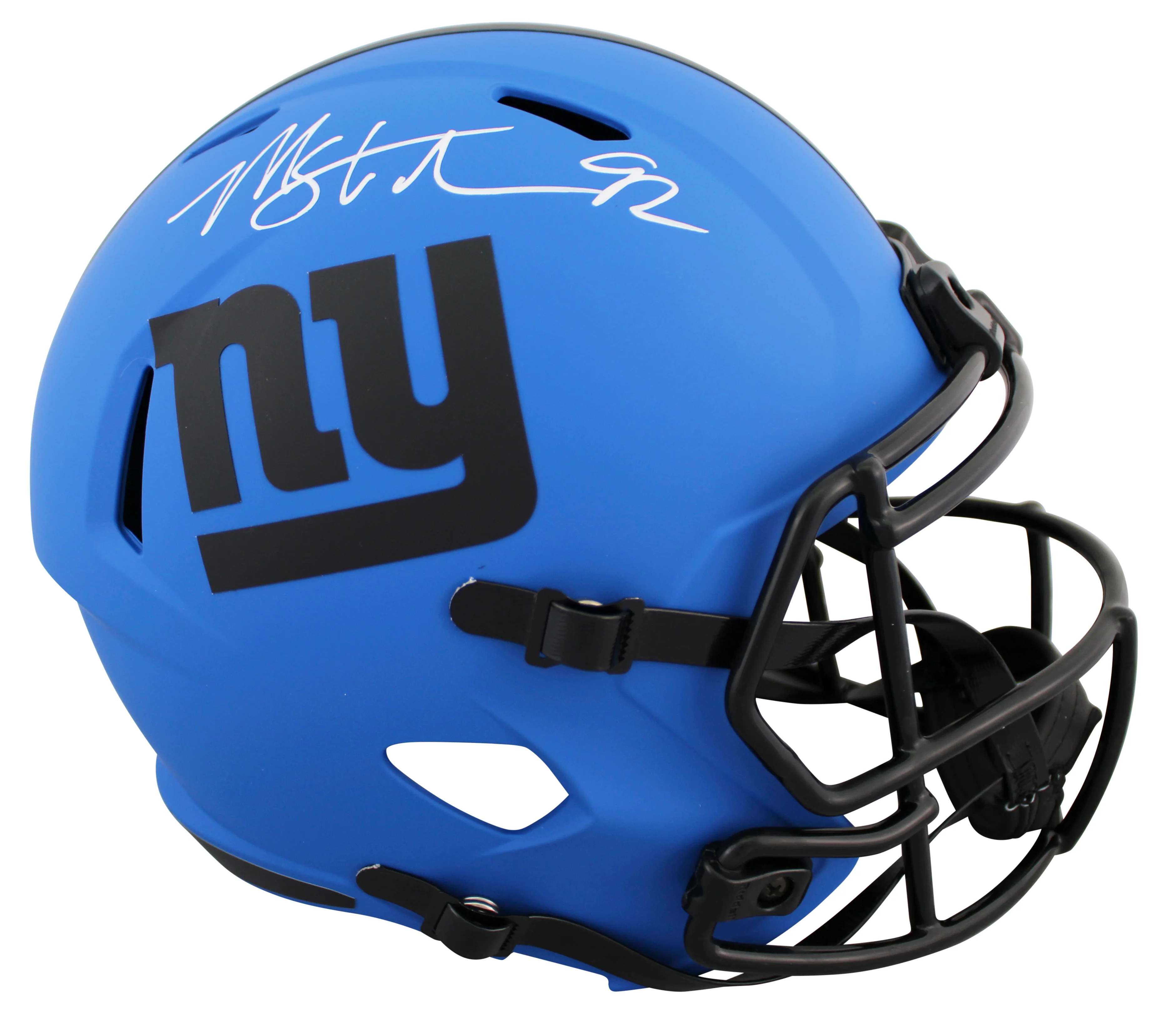 Giants Michael Strahan Signed Rave Full Size Speed Rep Helmet W/ Case BAS Wit - Image 3