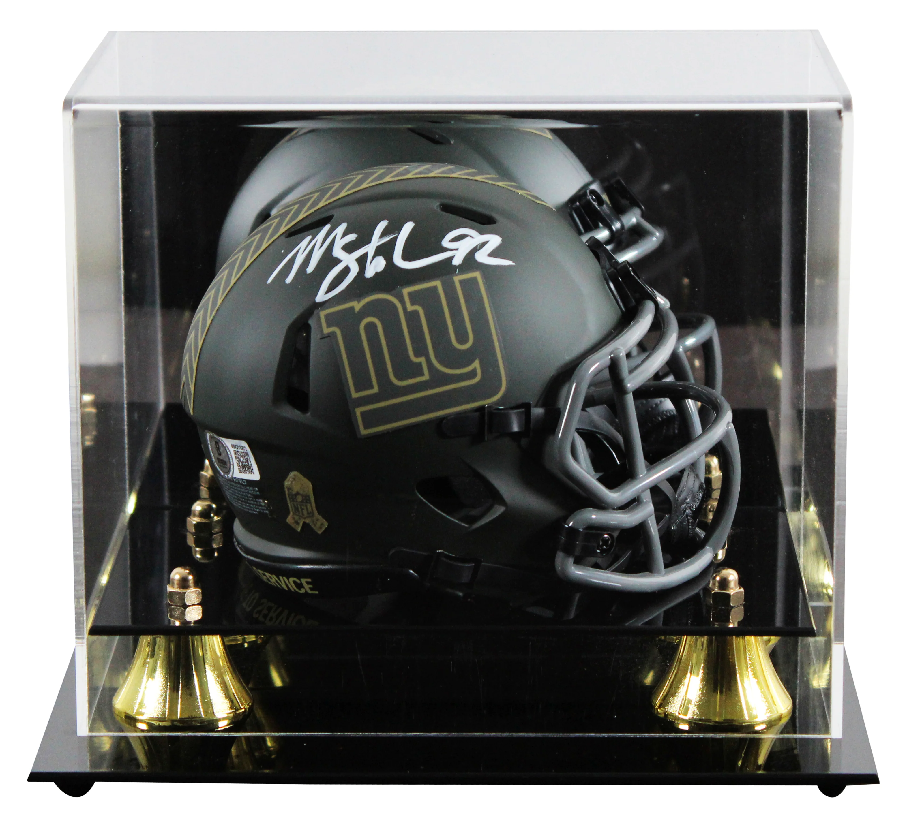 Giants Michael Strahan Signed STS IV Speed Mini Helmet W/ Case BAS Witnessed - Image 2