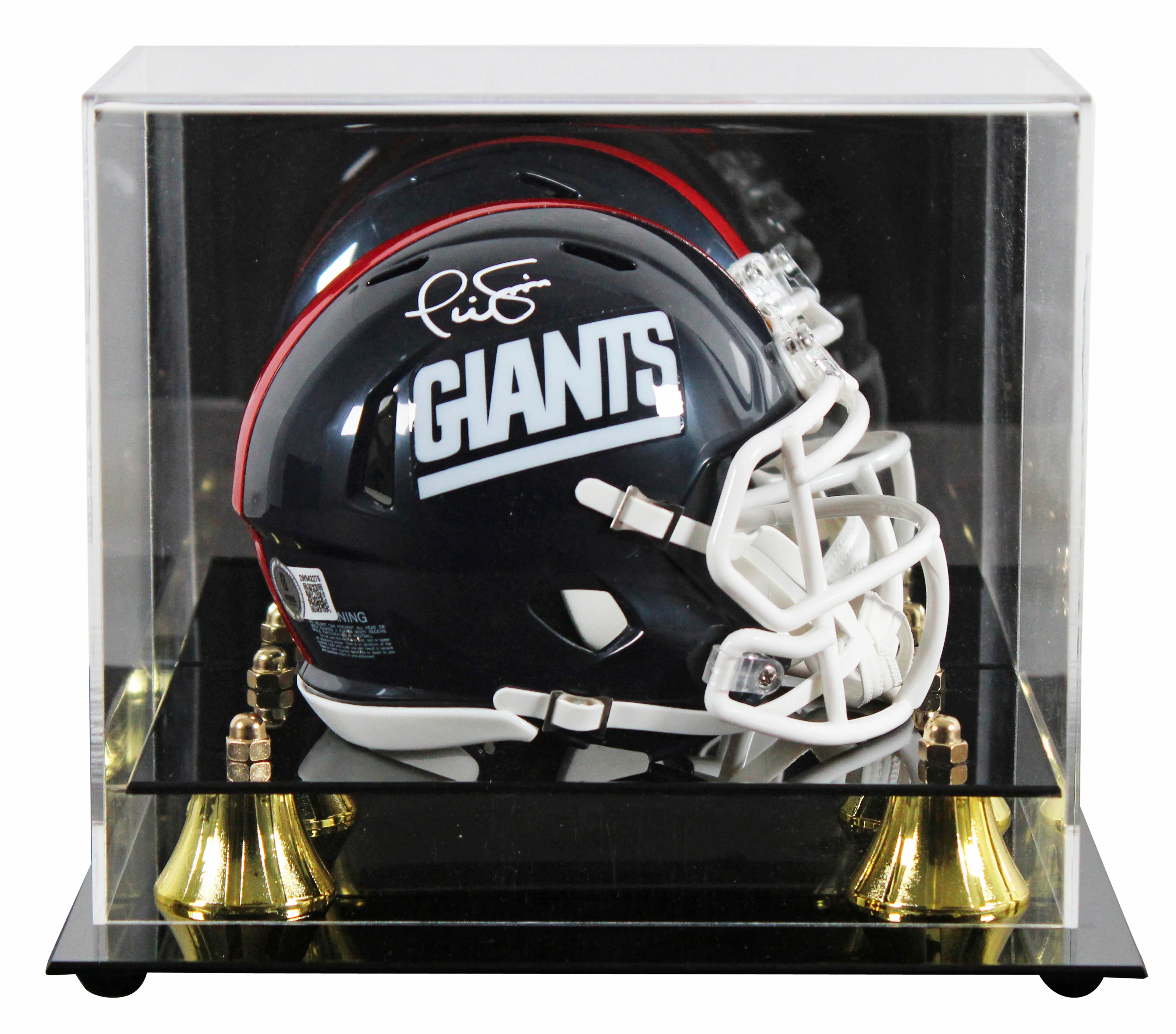 Giants Phil Simms Signed 1981-99 TB Speed Mini Helmet W/ Case BAS Witnessed - Image 2