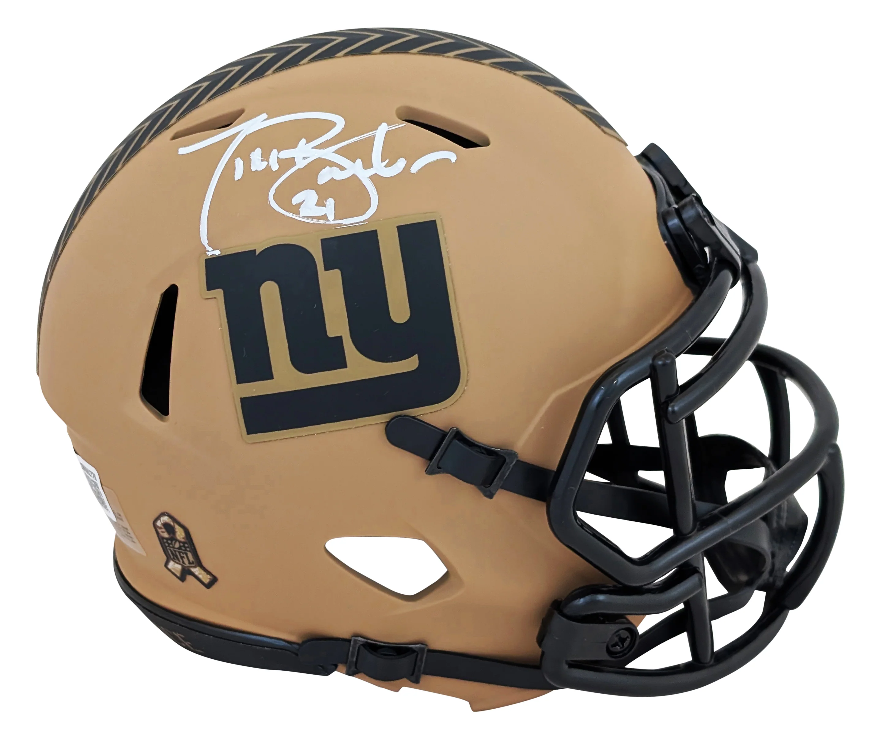 Giants Tiki Barber Signed STS II Speed Mini Helmet W/ Case BAS Witnessed - Image 3