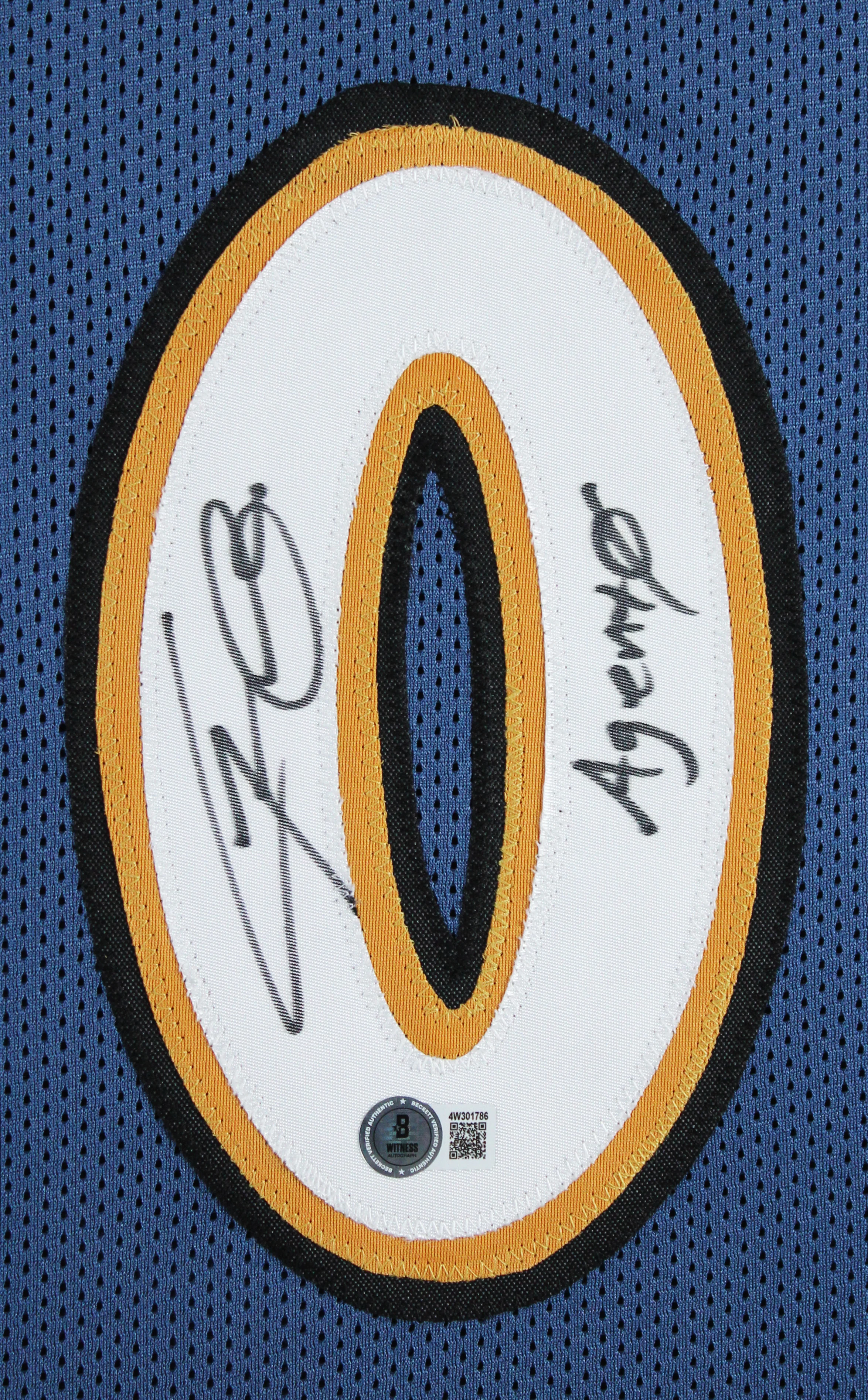 Gilbert Arenas "Agent 0" Signed Blue Pro Style Framed Jersey BAS Witnessed - Image 3