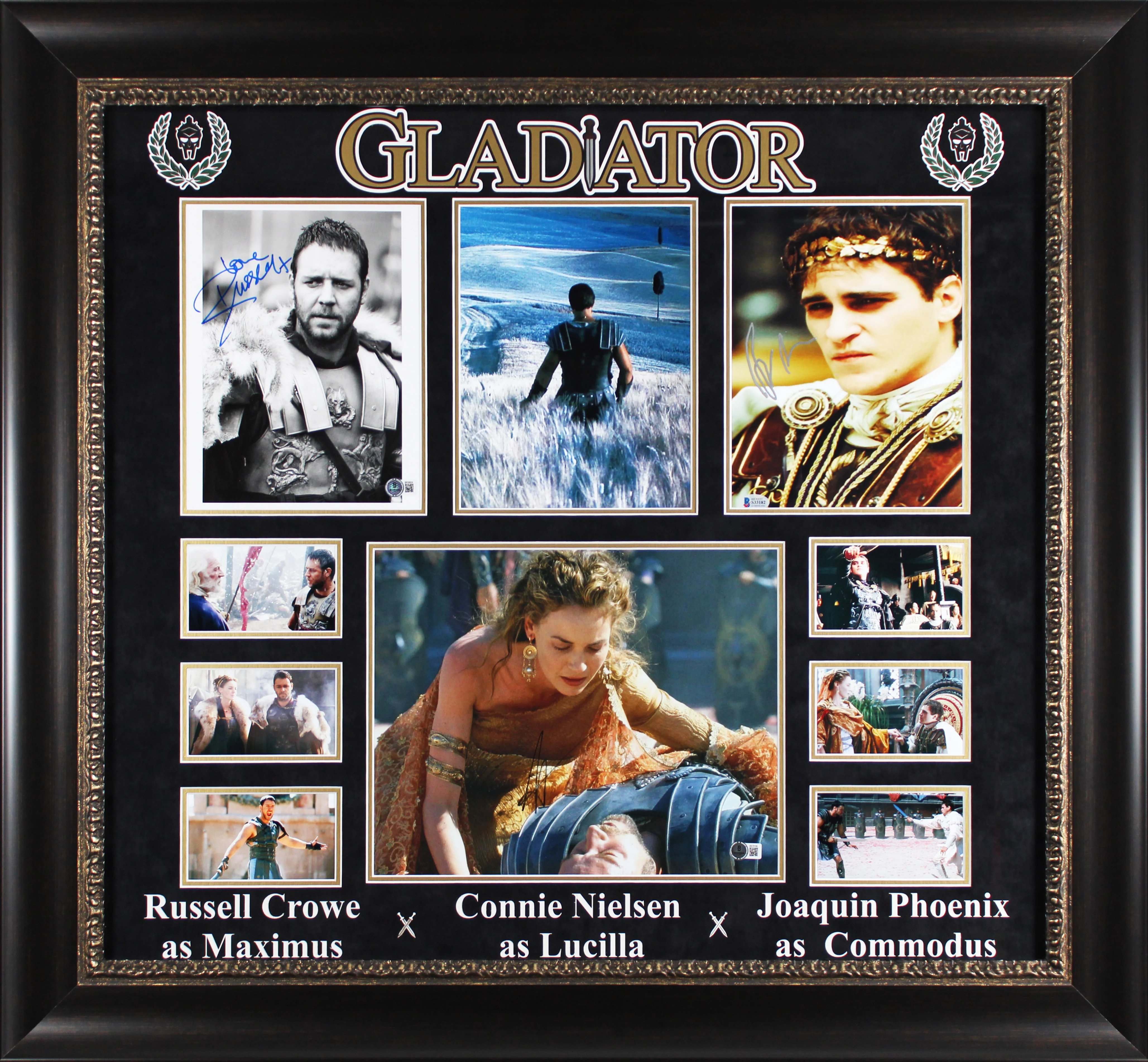 Gladiator (3) Crowe, Phoenix, & Nielsen Authentic Signed Framed Display BAS - Image 2