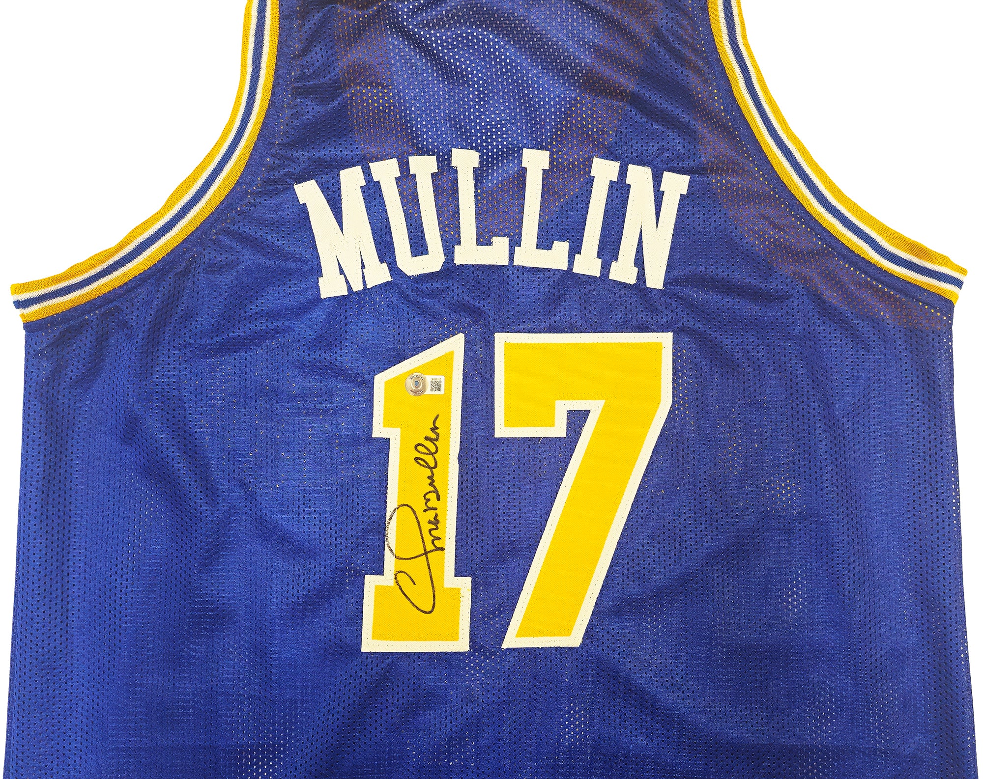 Golden State Warriors Chris Mullin Autographed Blue Jersey Beckett BAS Witness Stock #232591 - Image 3