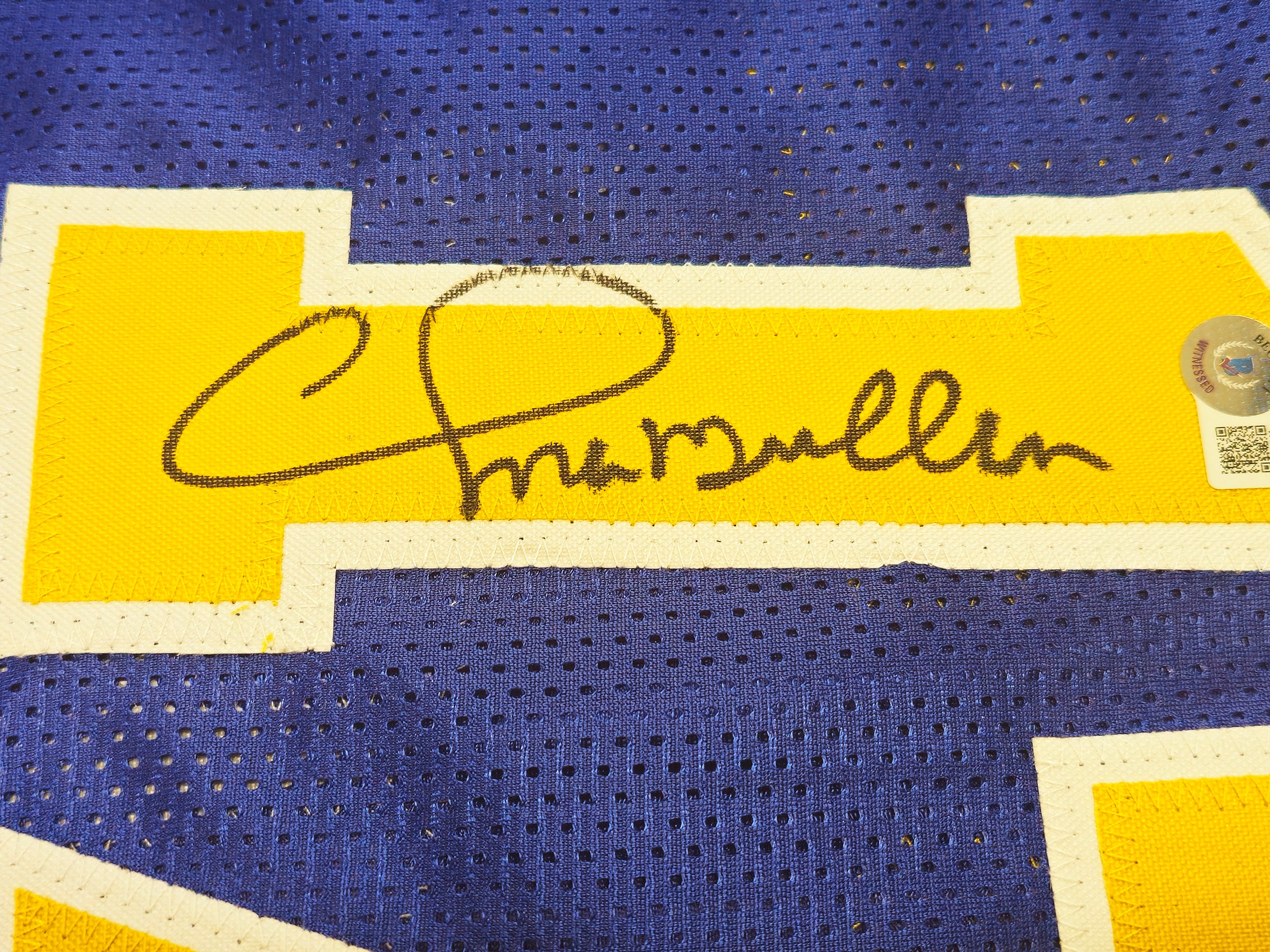 Golden State Warriors Chris Mullin Autographed Blue Jersey Beckett BAS Witness Stock #232591 - Image 4