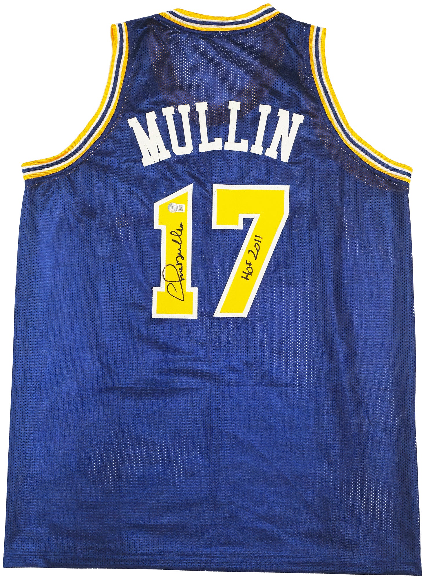 Golden State Warriors Chris Mullin Autographed Blue Jersey "HOF 2011" Beckett BAS Witness Stock #232592 - Image 2