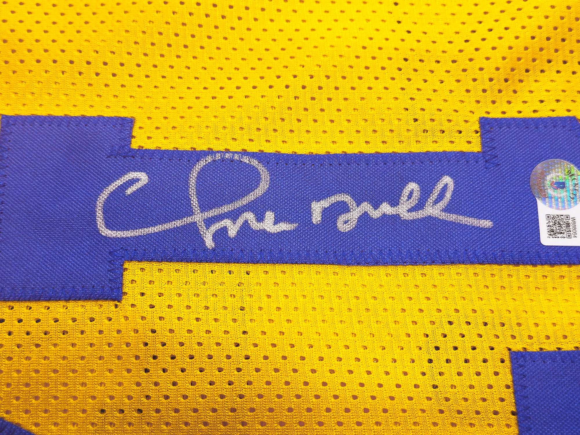 Golden State Warriors Chris Mullin Autographed Yellow Jersey Beckett BAS Witness Stock #232593 - Image 4