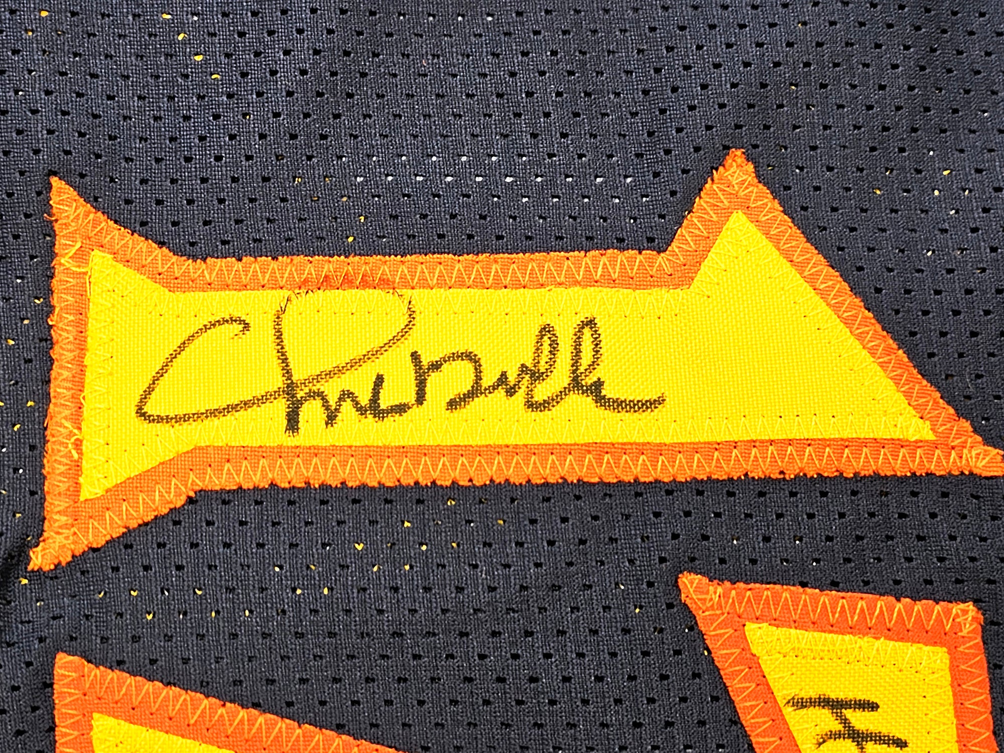 Golden State Warriors Chris Mullin, Tim Hardaway & Mitch Richmond Autographed Dark Blue Jersey Run TMC "HOF" Beckett BAS Witness Stock #216820 - Image 4