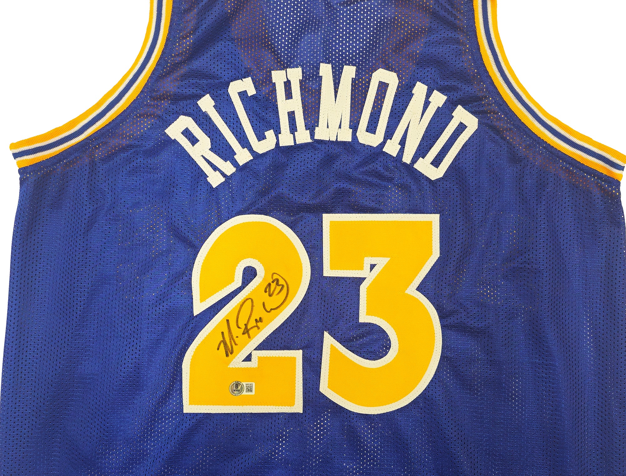Golden State Warriors Mitch Richmond Autographed Blue Jersey Beckett BAS Witness Stock #232587 - Image 3