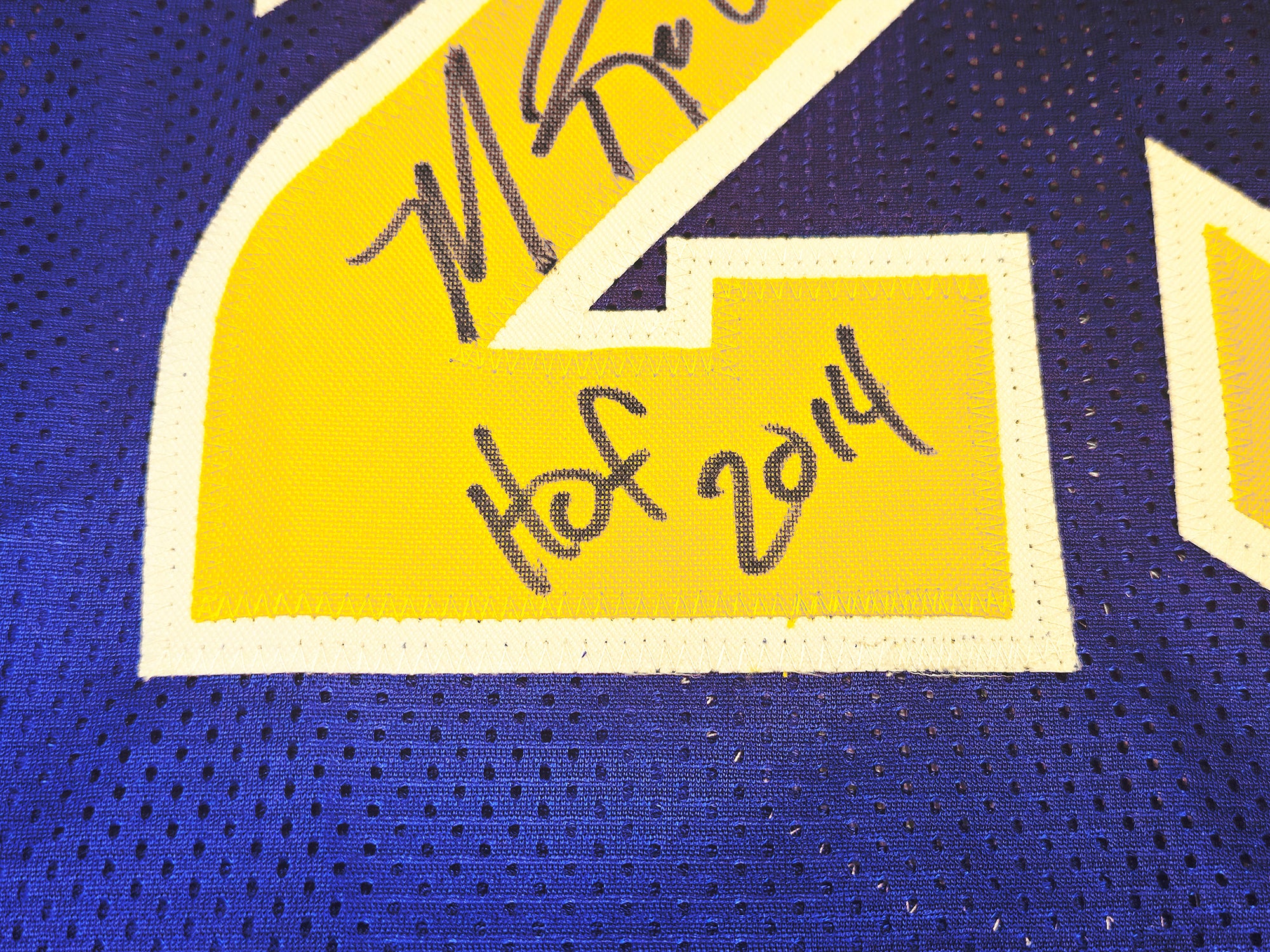 Golden State Warriors Mitch Richmond Autographed Blue Jersey "HOF 2014" Beckett BAS Witness Stock #232588 - Image 5