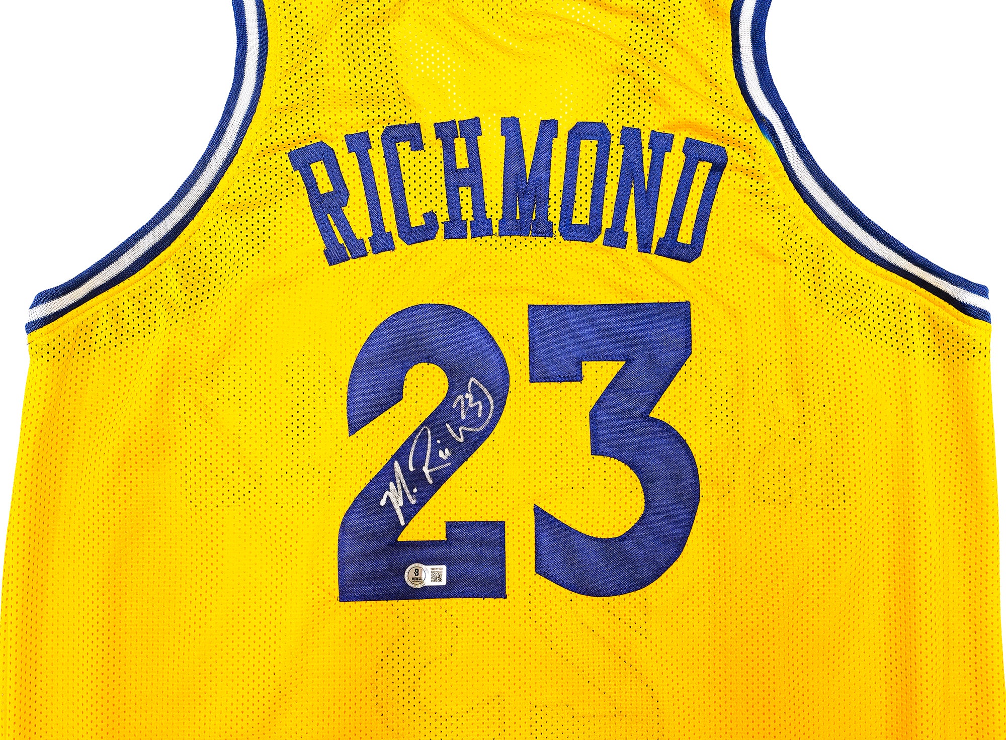 Golden State Warriors Mitch Richmond Autographed Yellow Jersey Beckett BAS Witness Stock #232589 - Image 3