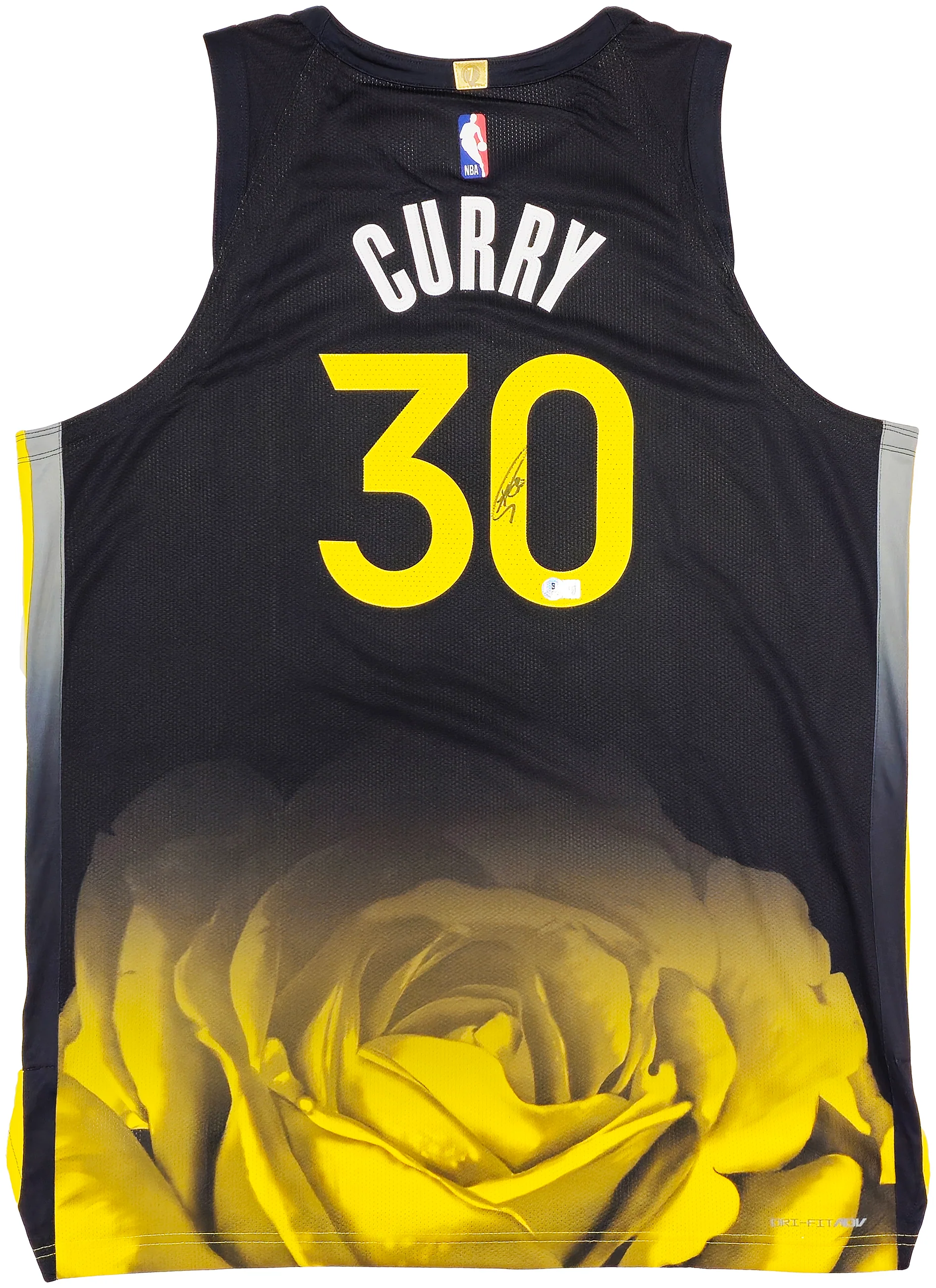 Golden State Warriors Stephen Curry Autographed Black Nike Authentic City Edition Jersey Size 52 Length +2 Beckett BAS QR Stock #234965 - Image 2