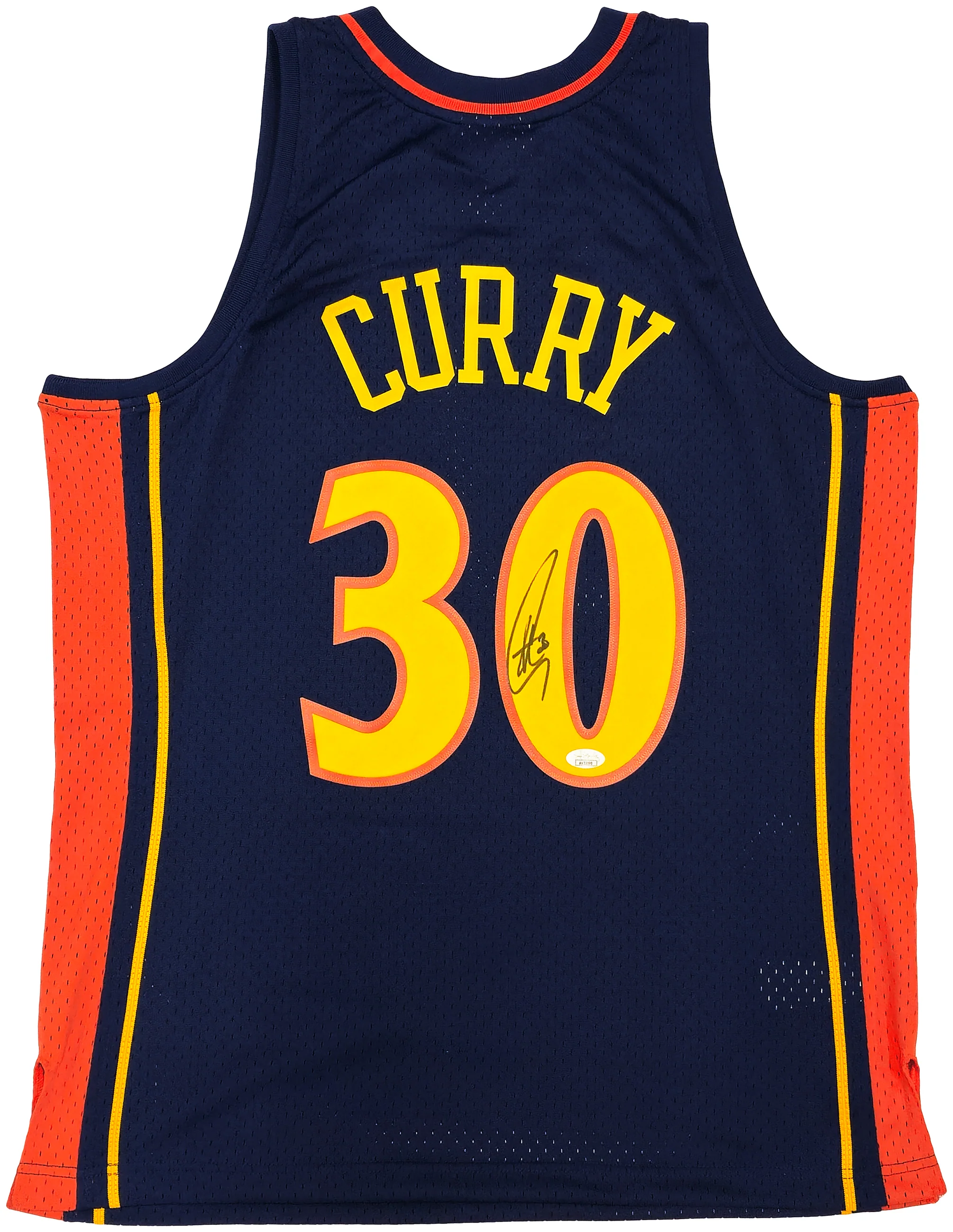 Golden State Warriors Stephen Curry Autographed Blue Authentic Mitchell & Ness 09-10 HWC Swingman Rookie Year Replica Jersey Size L JSA Stock #234075 - Image 2