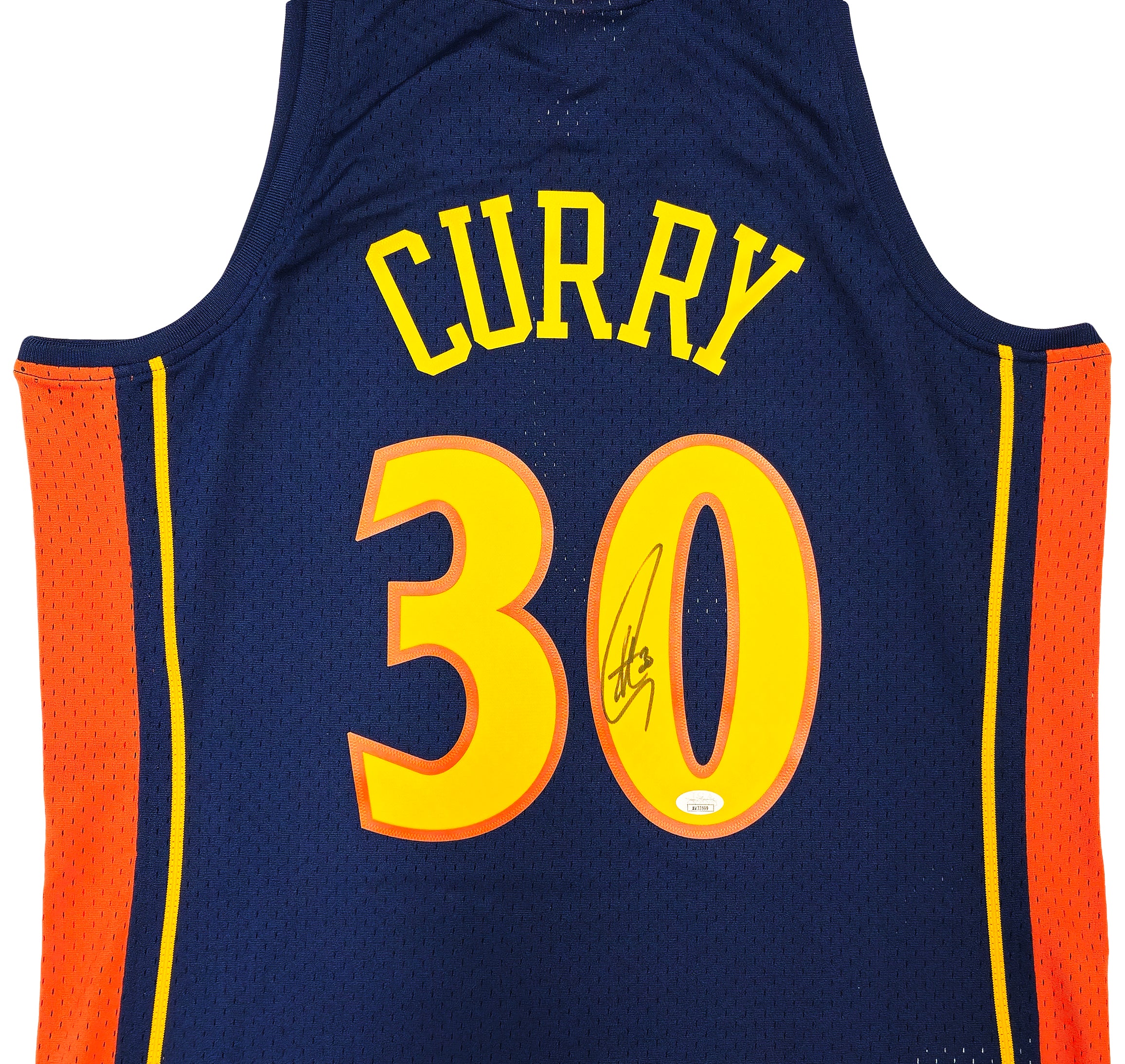 Golden State Warriors Stephen Curry Autographed Blue Authentic Mitchell & Ness 09-10 HWC Swingman Rookie Year Replica Jersey Size L JSA Stock #234075 - Image 3