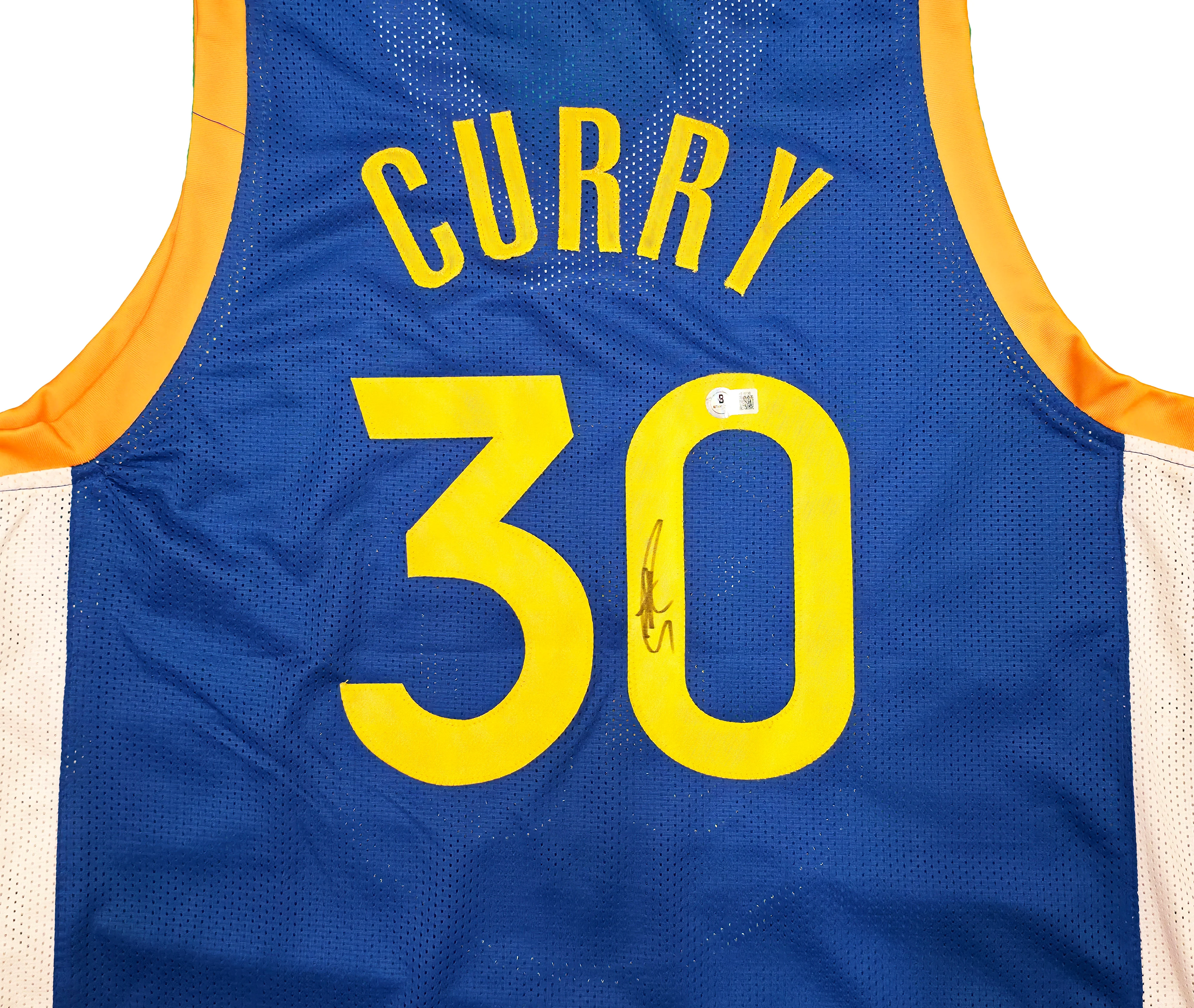 Golden State Warriors Stephen Curry Autographed Blue Jersey Beckett BAS Stock #247904 - Image 3